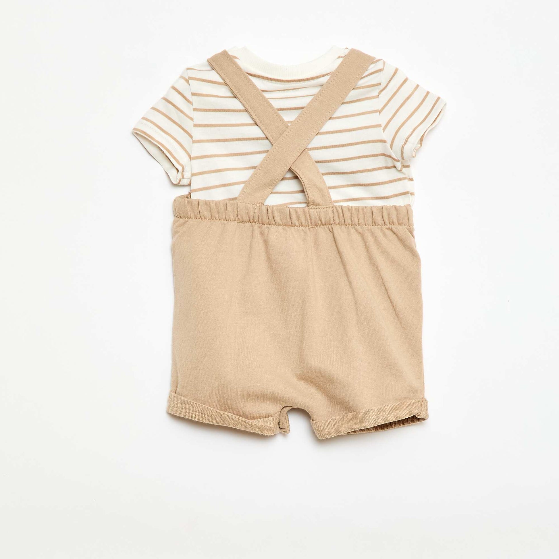 Ensemble 2 pièces T-shirt + salopette short BEIGE