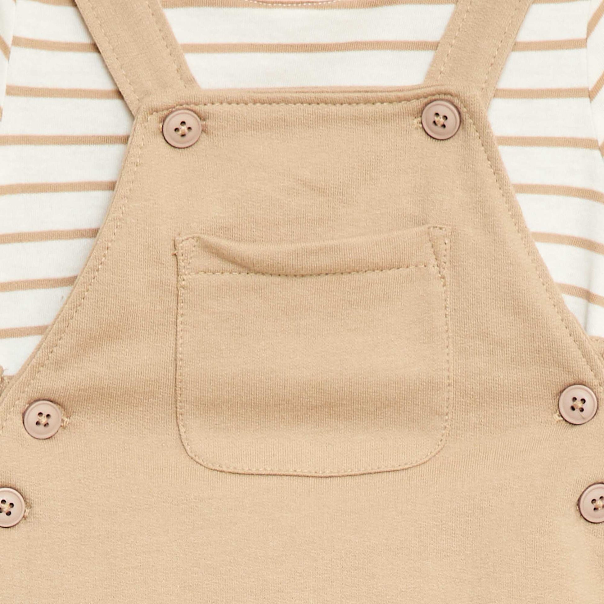Ensemble 2 pièces T-shirt + salopette short BEIGE