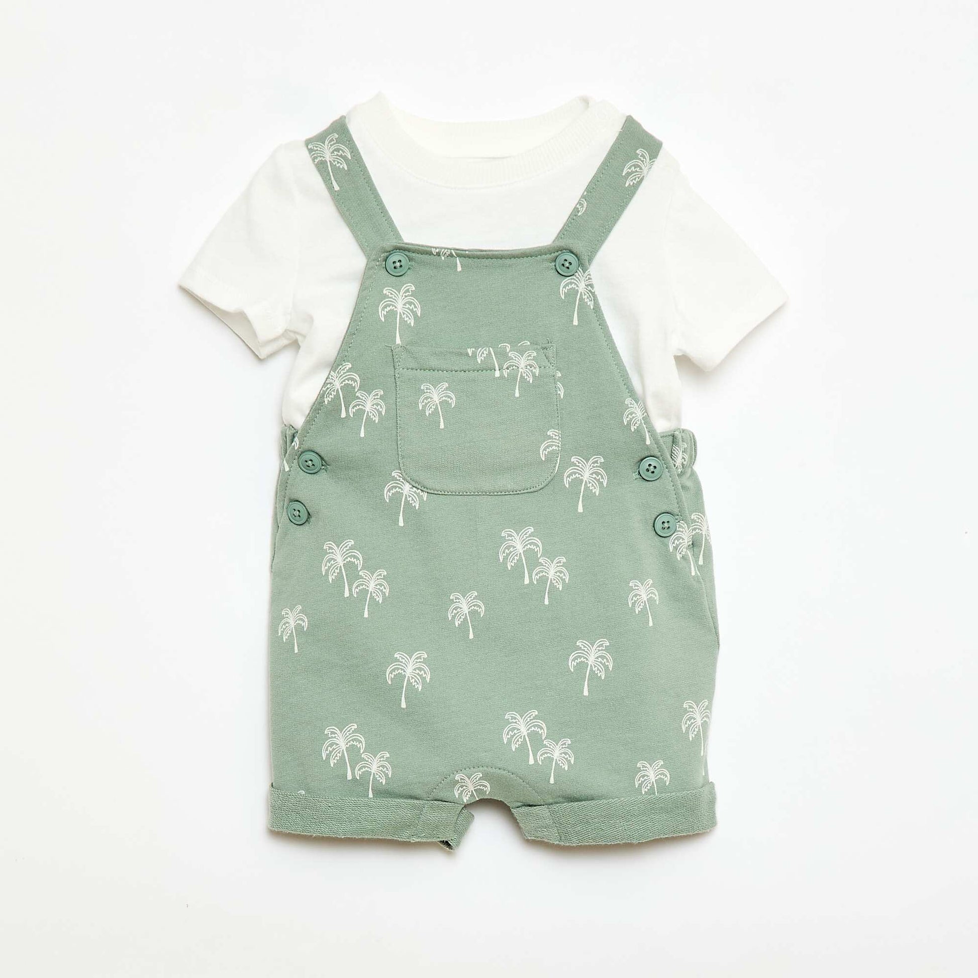 Ensemble 2 pièces T-shirt + salopette short VERT