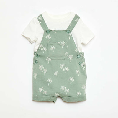 Ensemble 2 pièces T-shirt + salopette short VERT