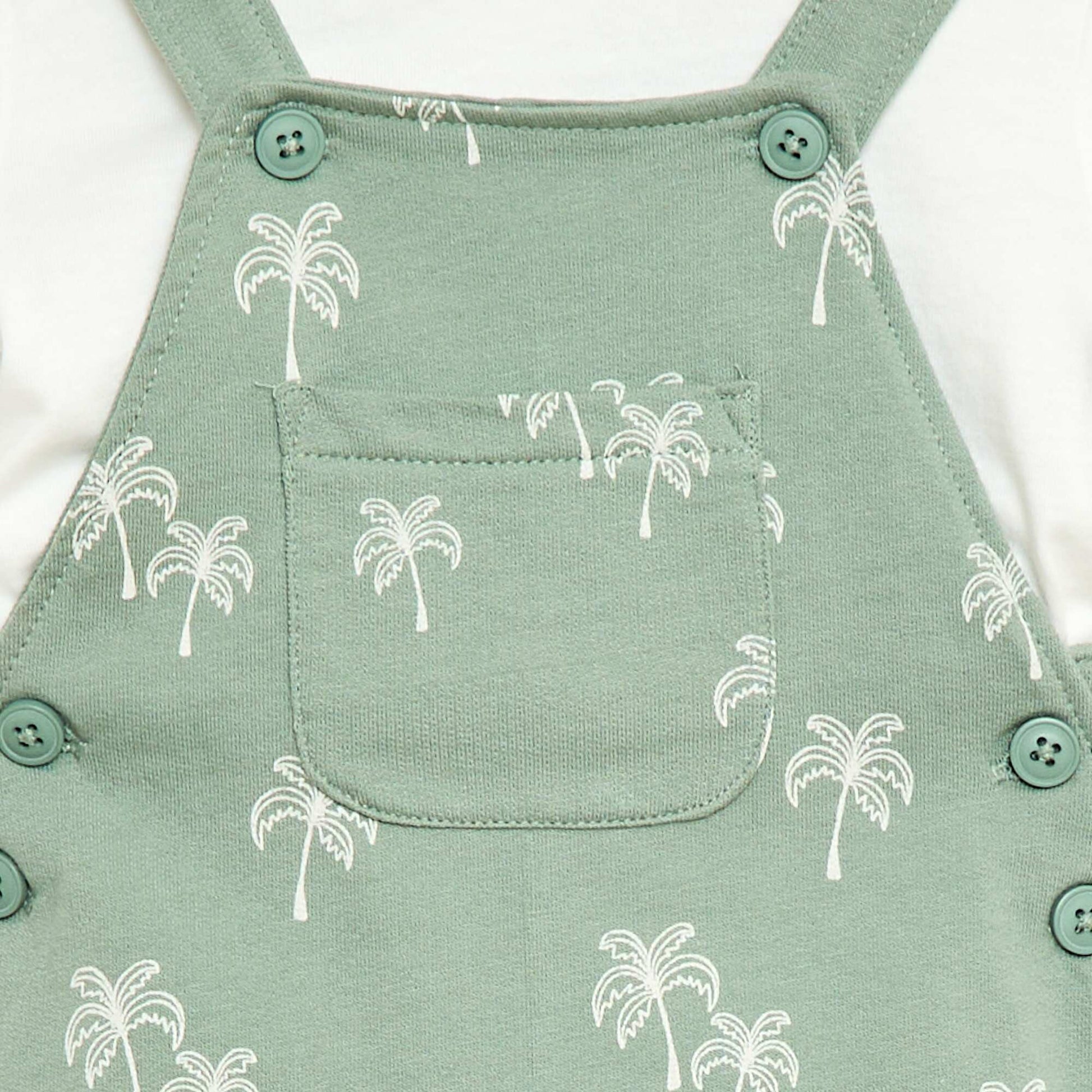 Ensemble 2 pièces T-shirt + salopette short VERT