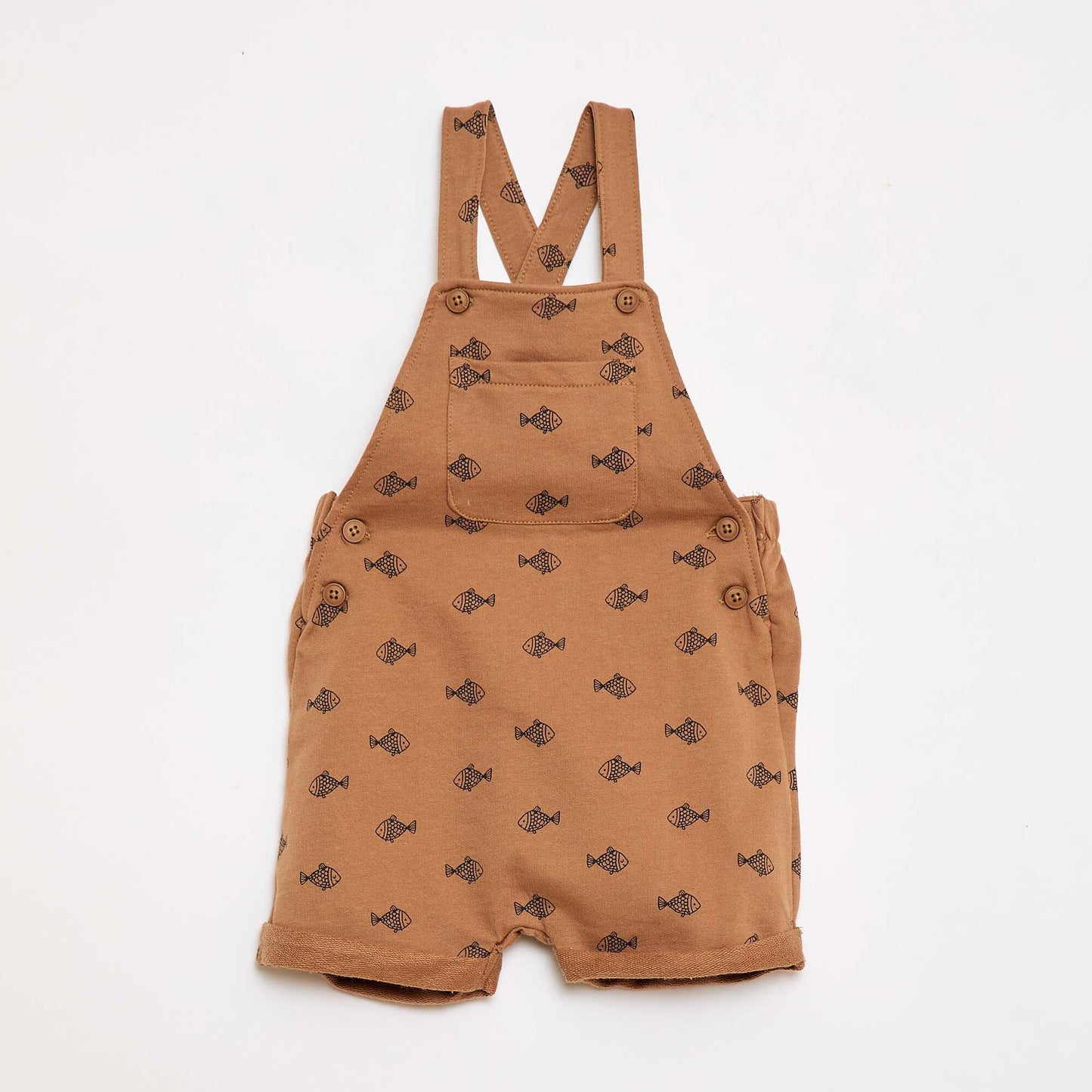 Ensemble 2 pièces T-shirt + salopette short MARRON