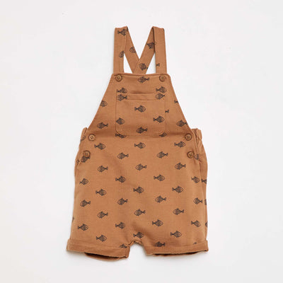 Ensemble 2 pièces T-shirt + salopette short MARRON