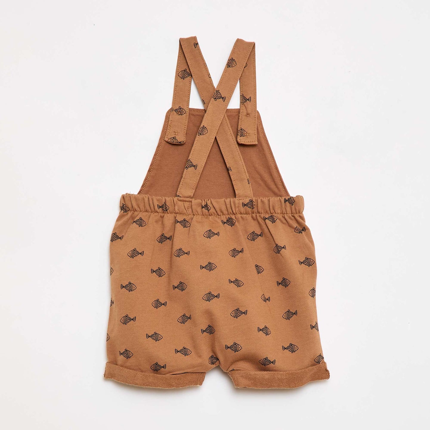 Ensemble 2 pièces T-shirt + salopette short MARRON