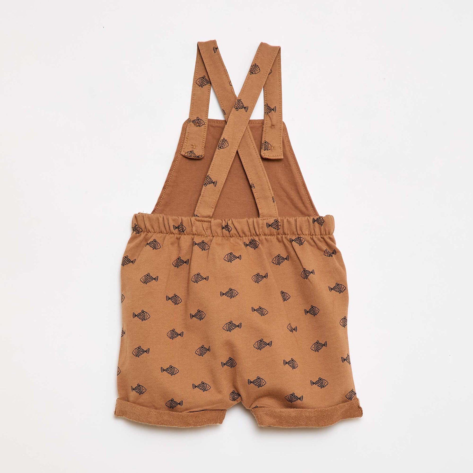Ensemble 2 pièces T-shirt + salopette short MARRON