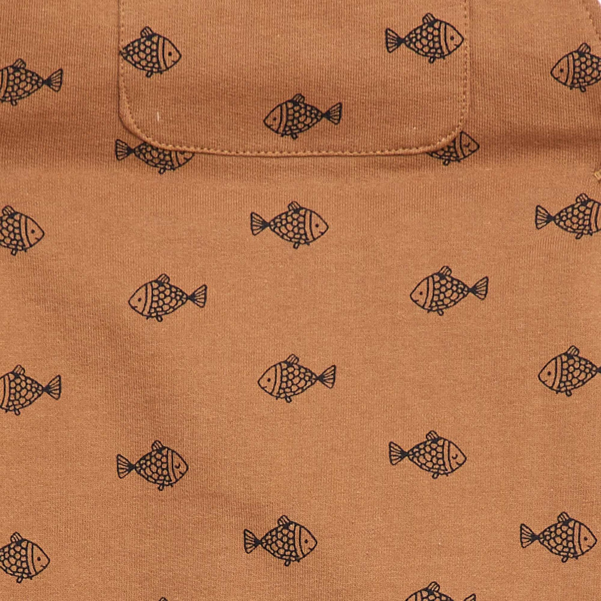 Ensemble 2 pièces T-shirt + salopette short MARRON