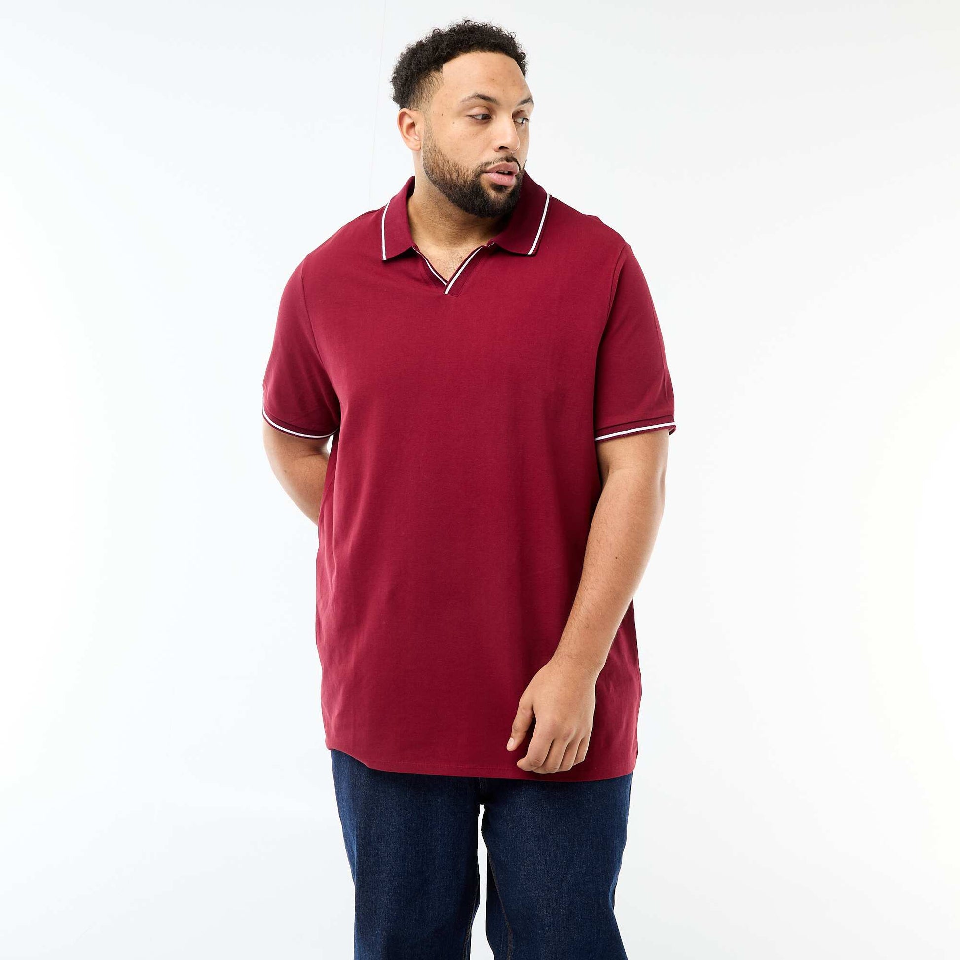 Polo en piqué de coton avec col polo sans boutons ROUGE