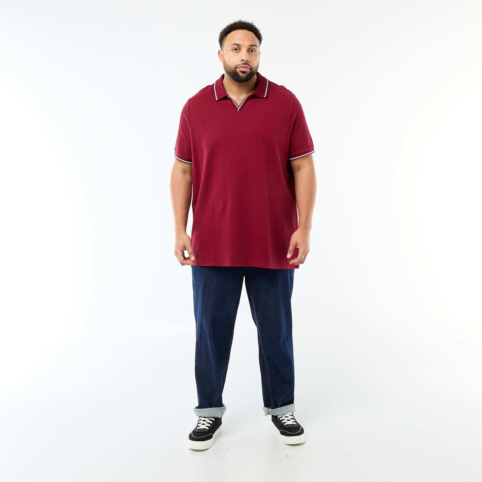 Polo en piqué de coton avec col polo sans boutons ROUGE