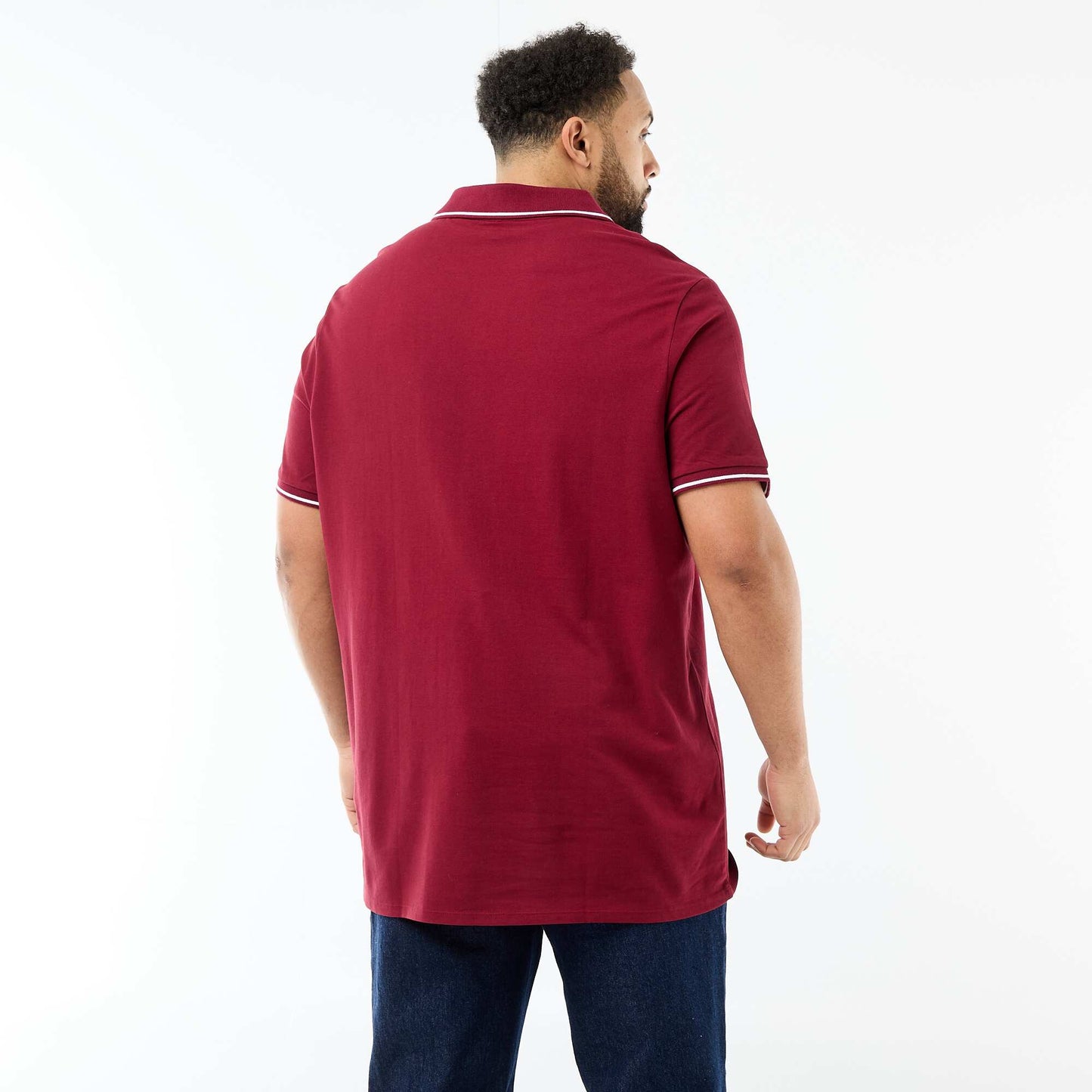 Polo en piqué de coton avec col polo sans boutons ROUGE
