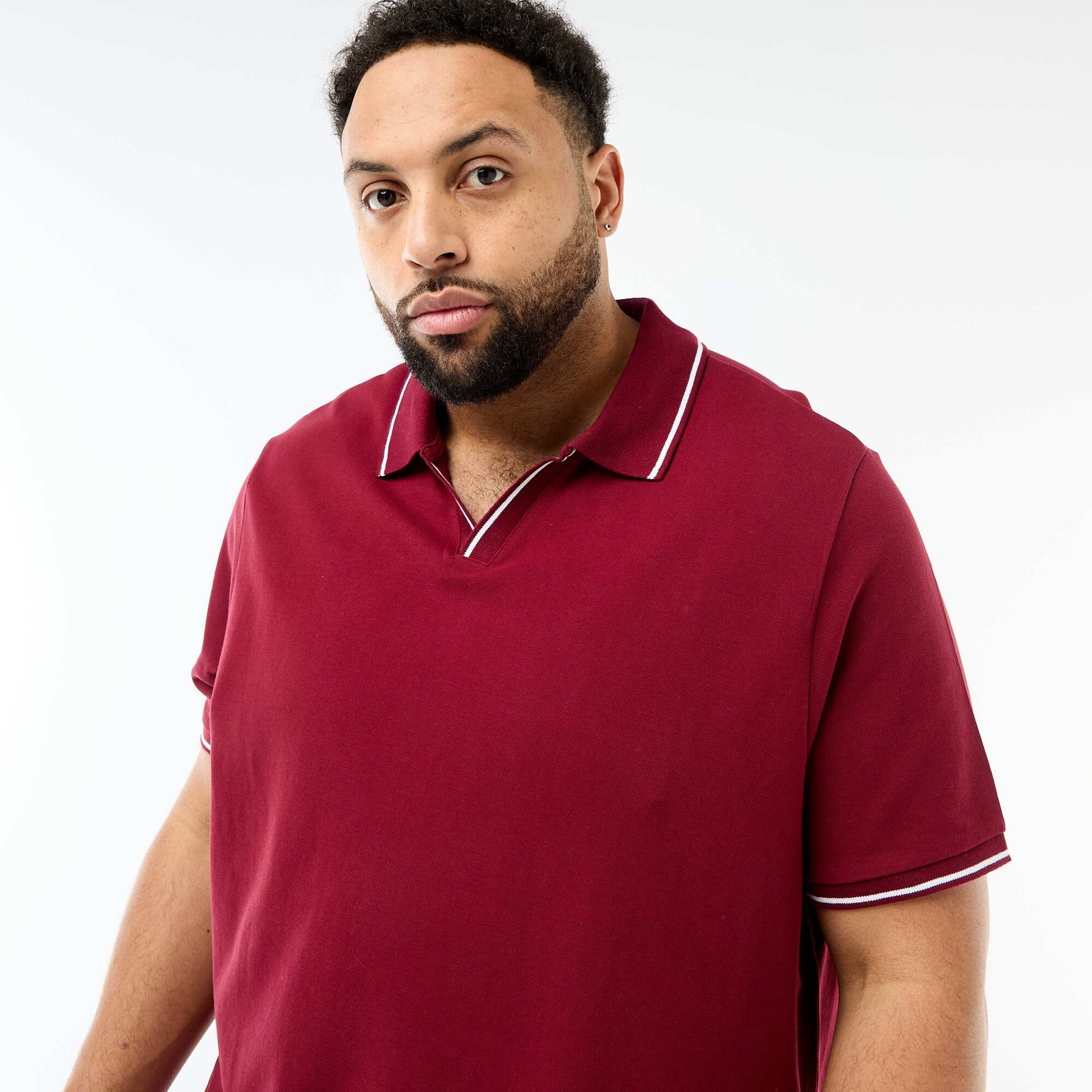 Polo en piqué de coton avec col polo sans boutons ROUGE
