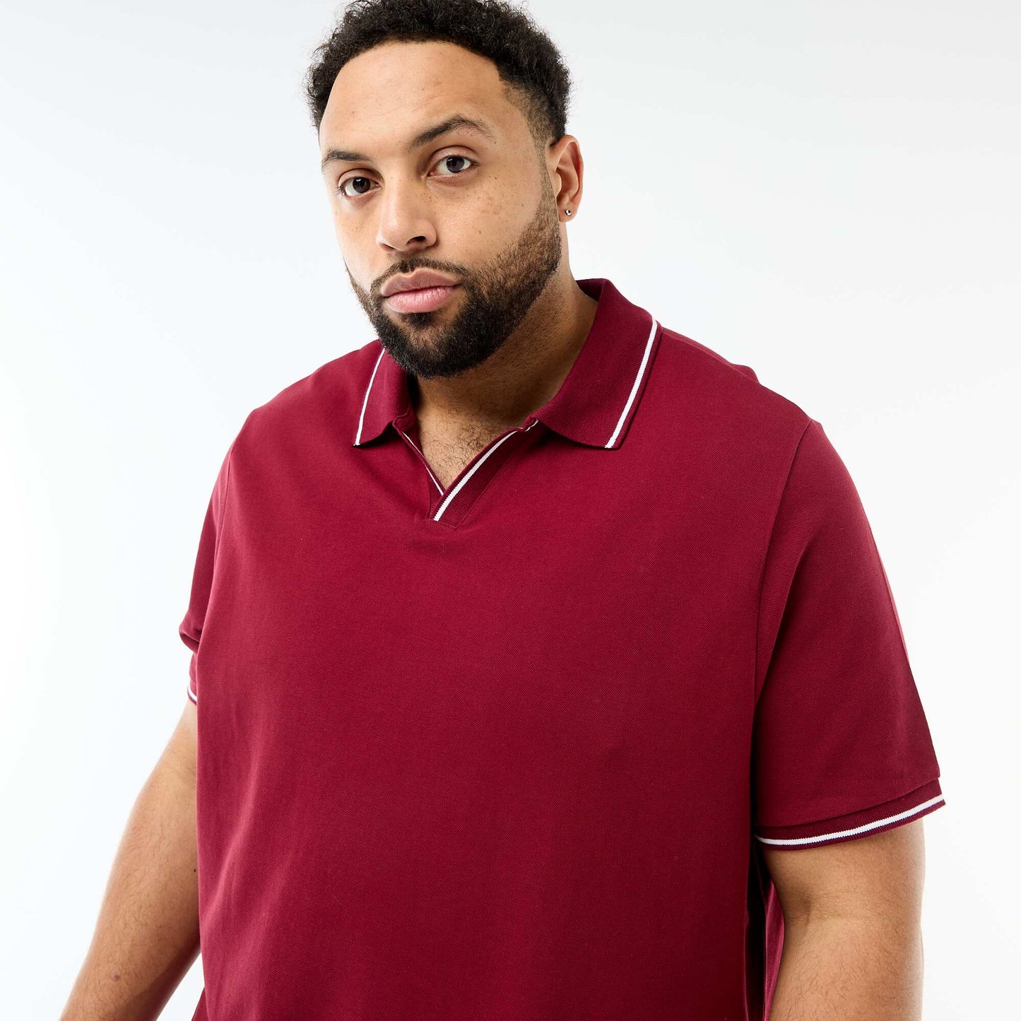 Polo en piqué de coton avec col polo sans boutons ROUGE
