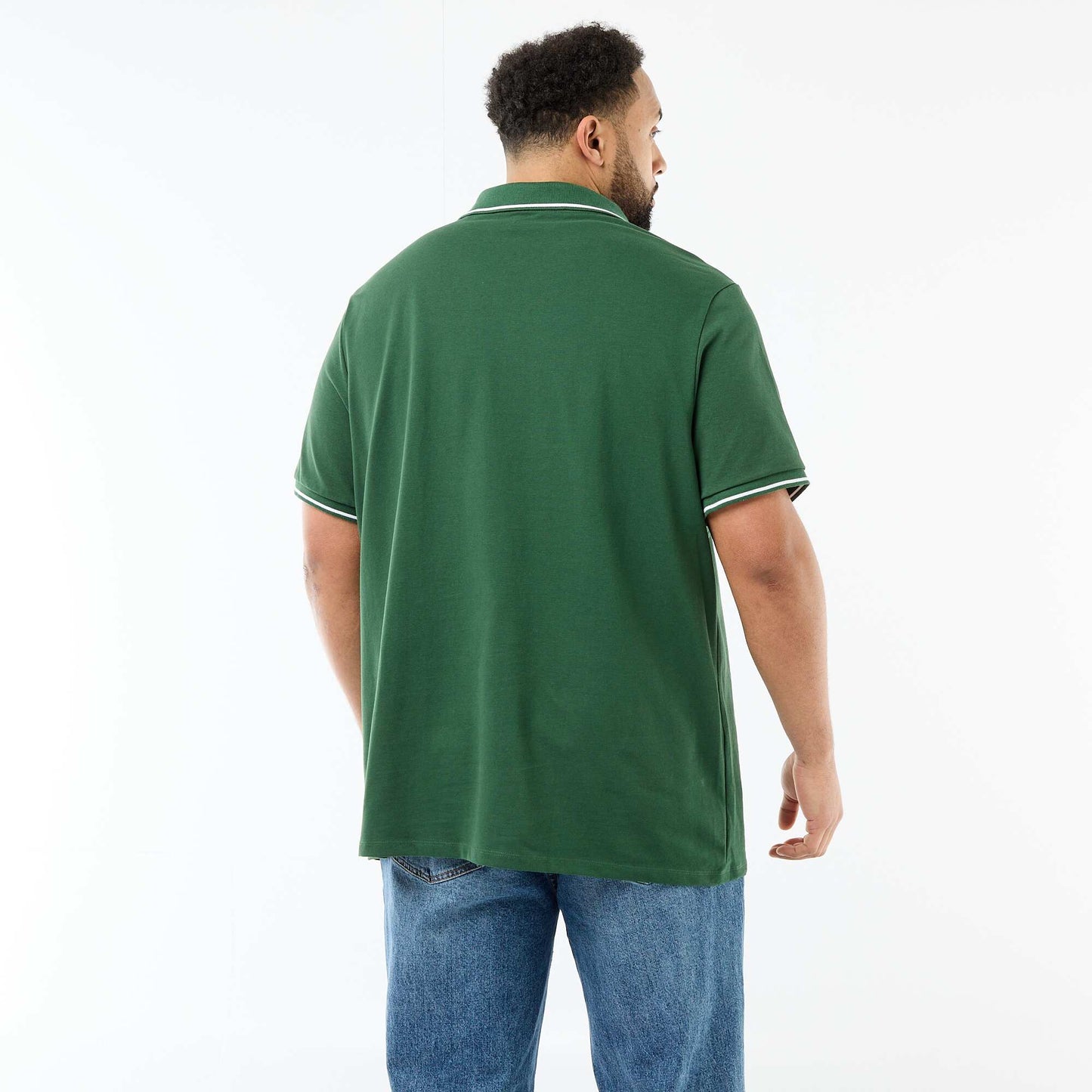 Polo en piqué de coton avec col polo sans boutons VERT