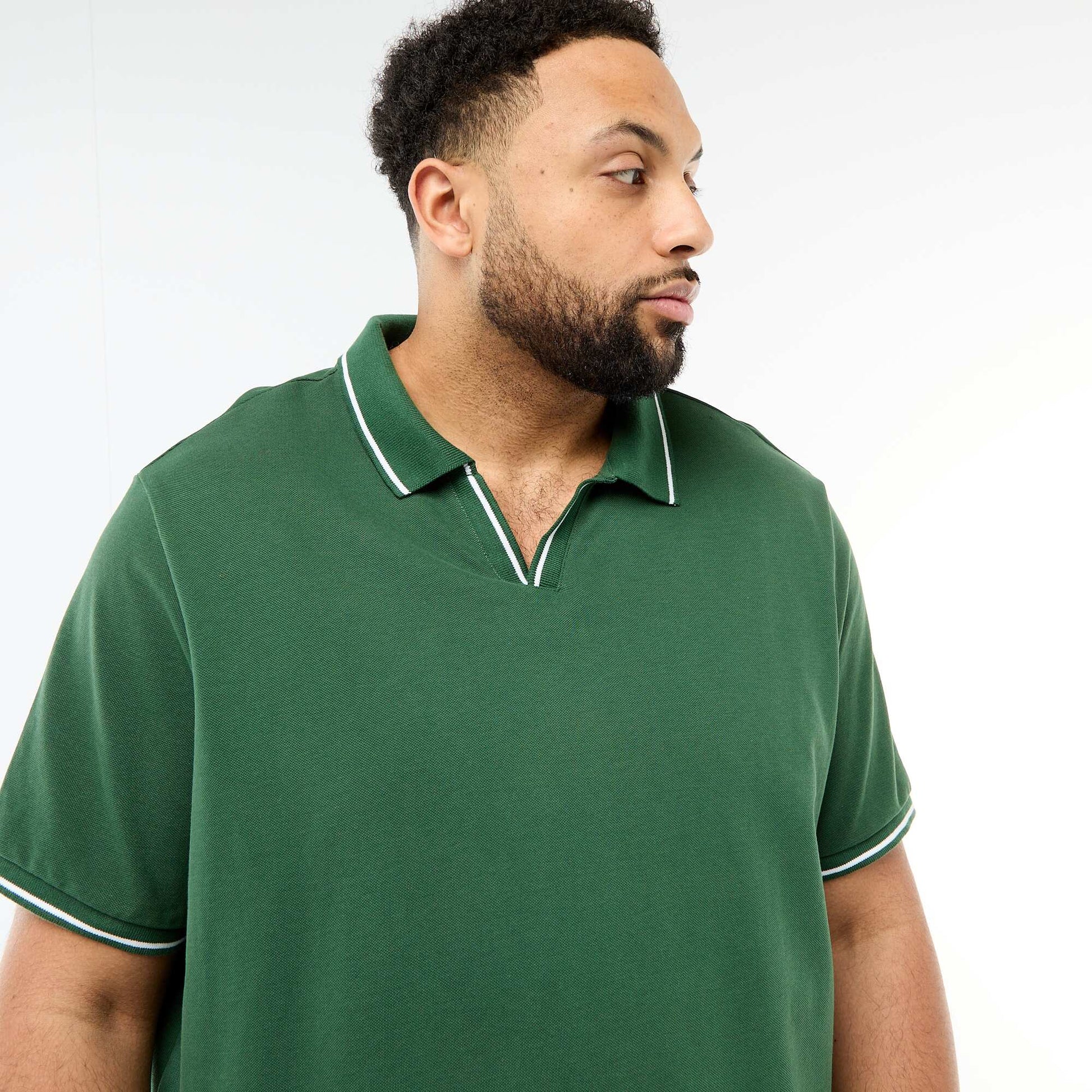 Polo en piqué de coton avec col polo sans boutons VERT