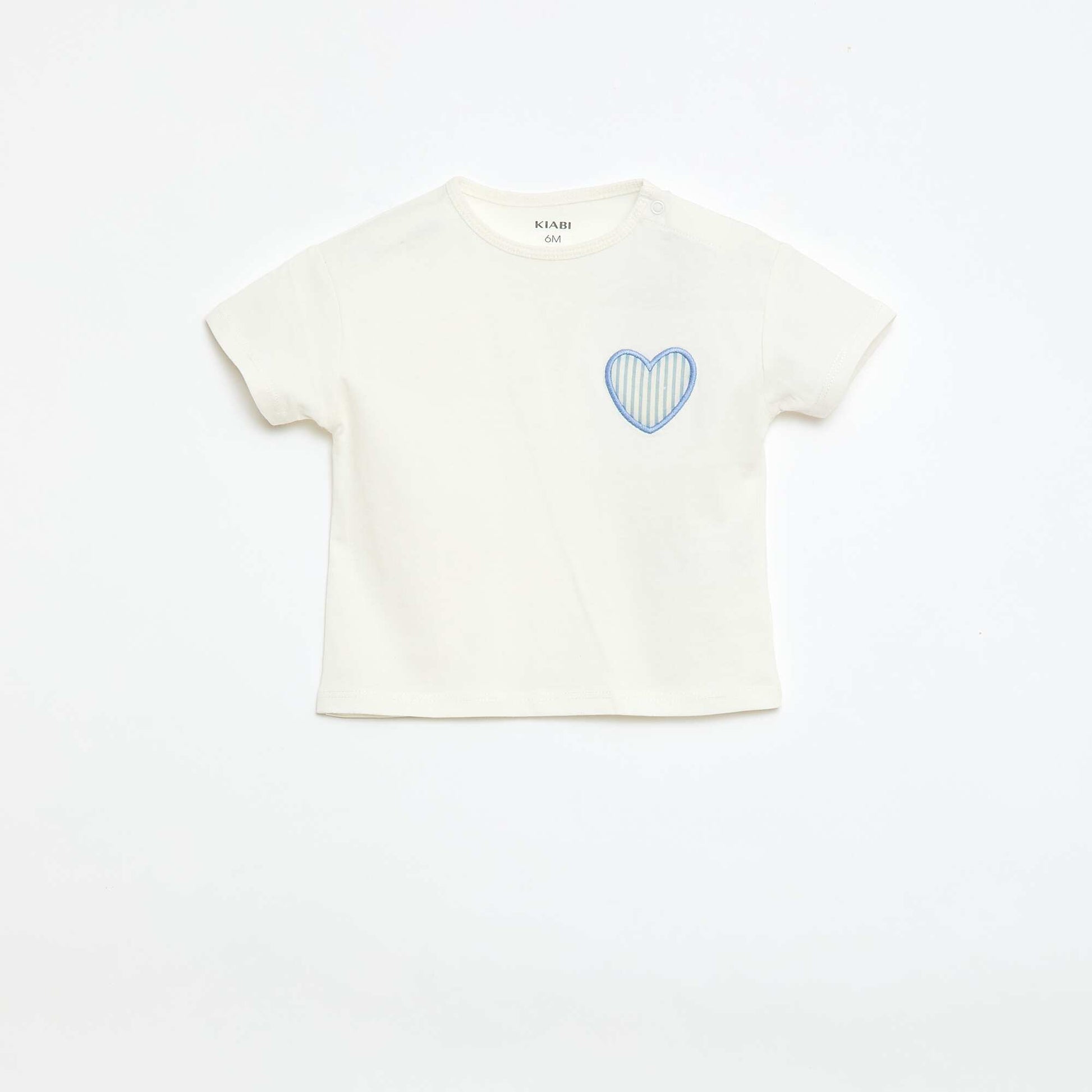T-shirt en jersey de coton à patch cœur BLANC