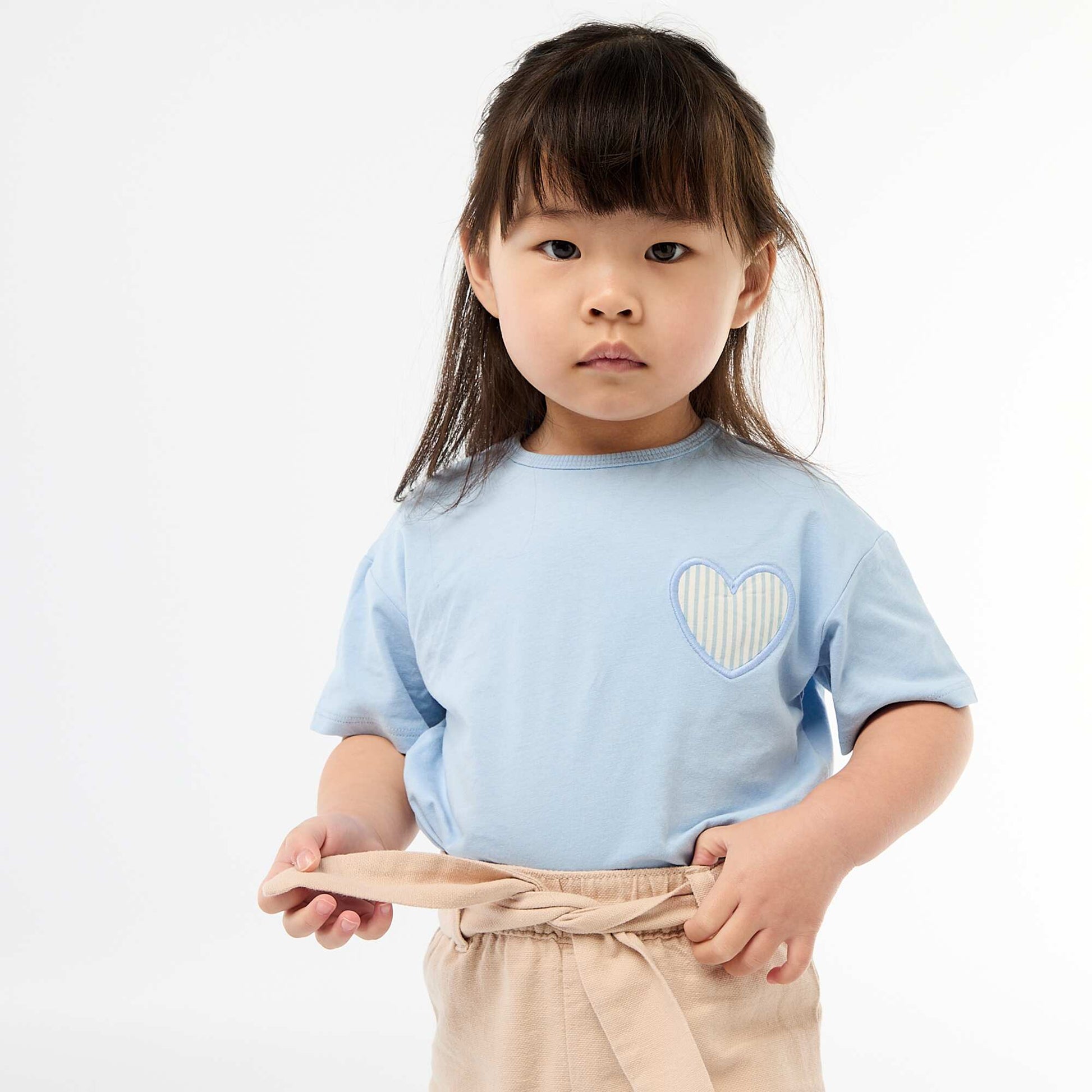 T-shirt en jersey de coton à patch cœur BLEU
