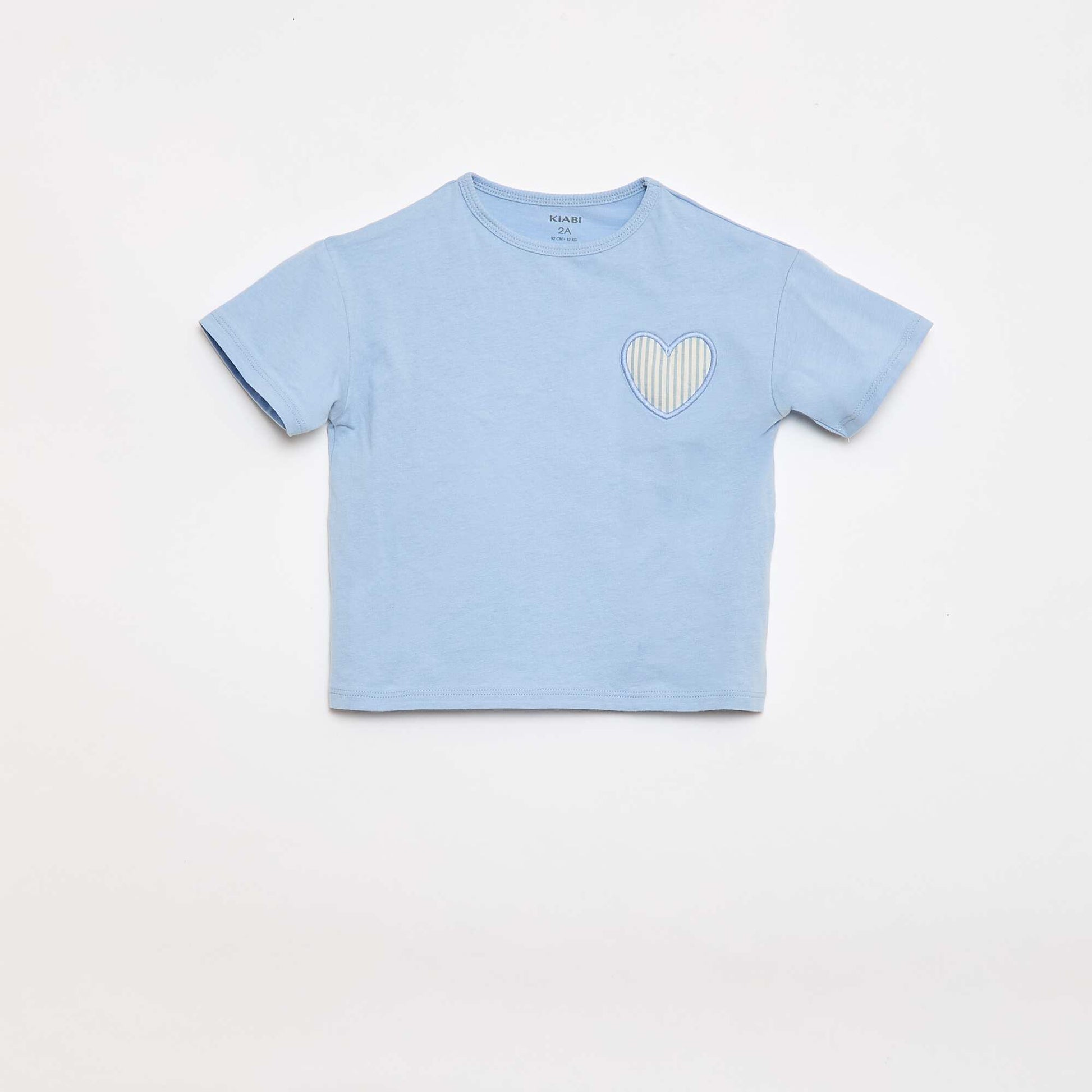 T-shirt en jersey de coton à patch cœur BLEU