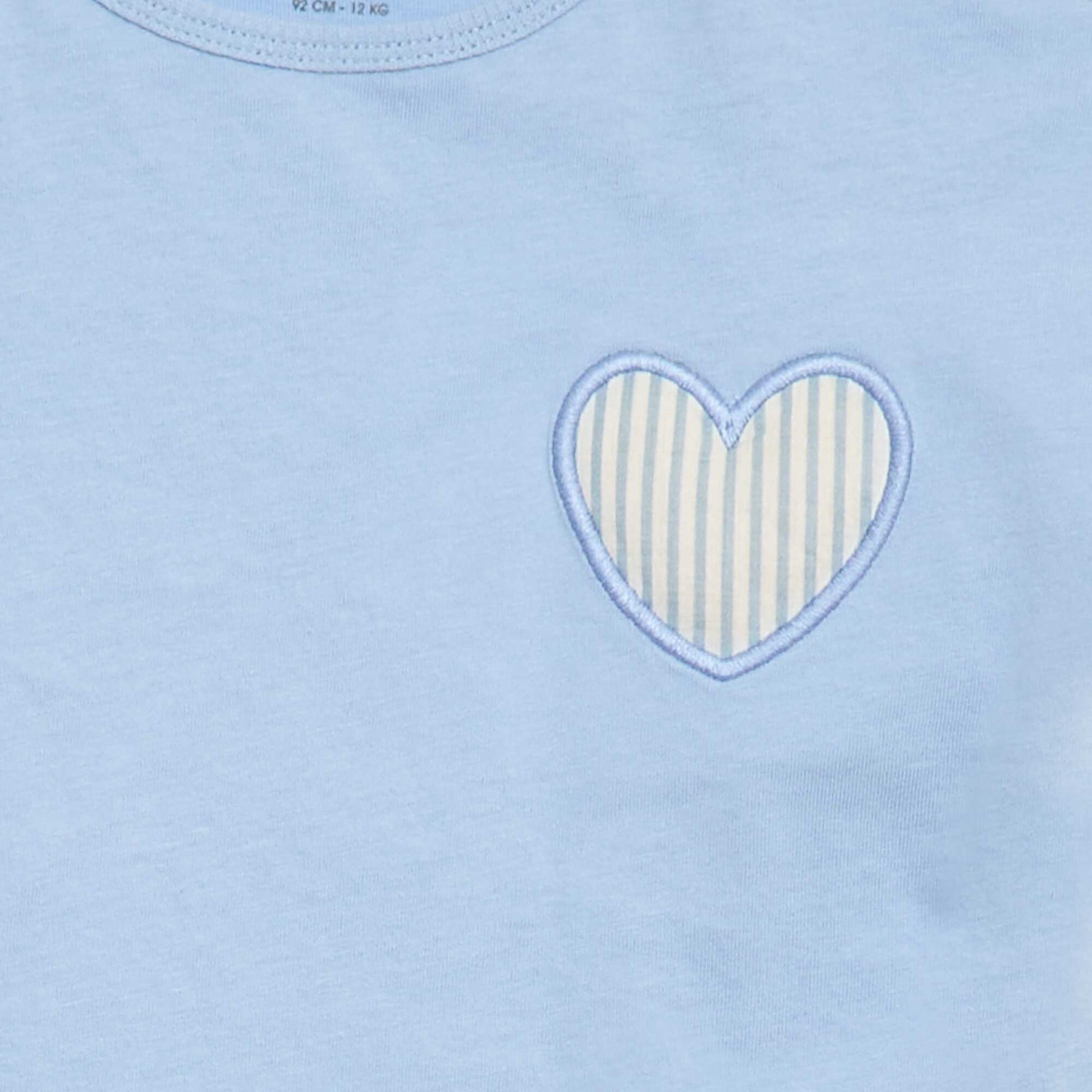 T-shirt en jersey de coton à patch cœur BLEU