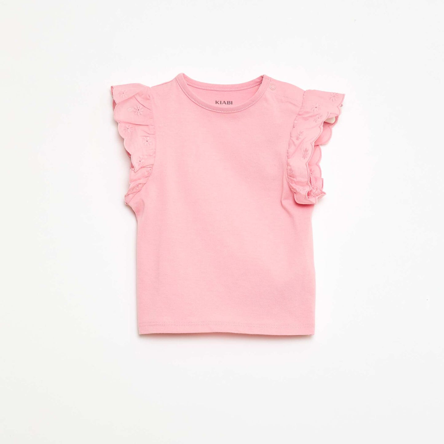 T-shirt en jersey de coton avec manches courtes en broderie anglaise ROSE