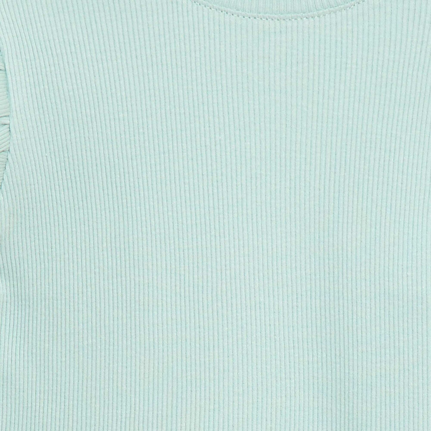 T-shirt côtelé à manches courtes volantées BLEU