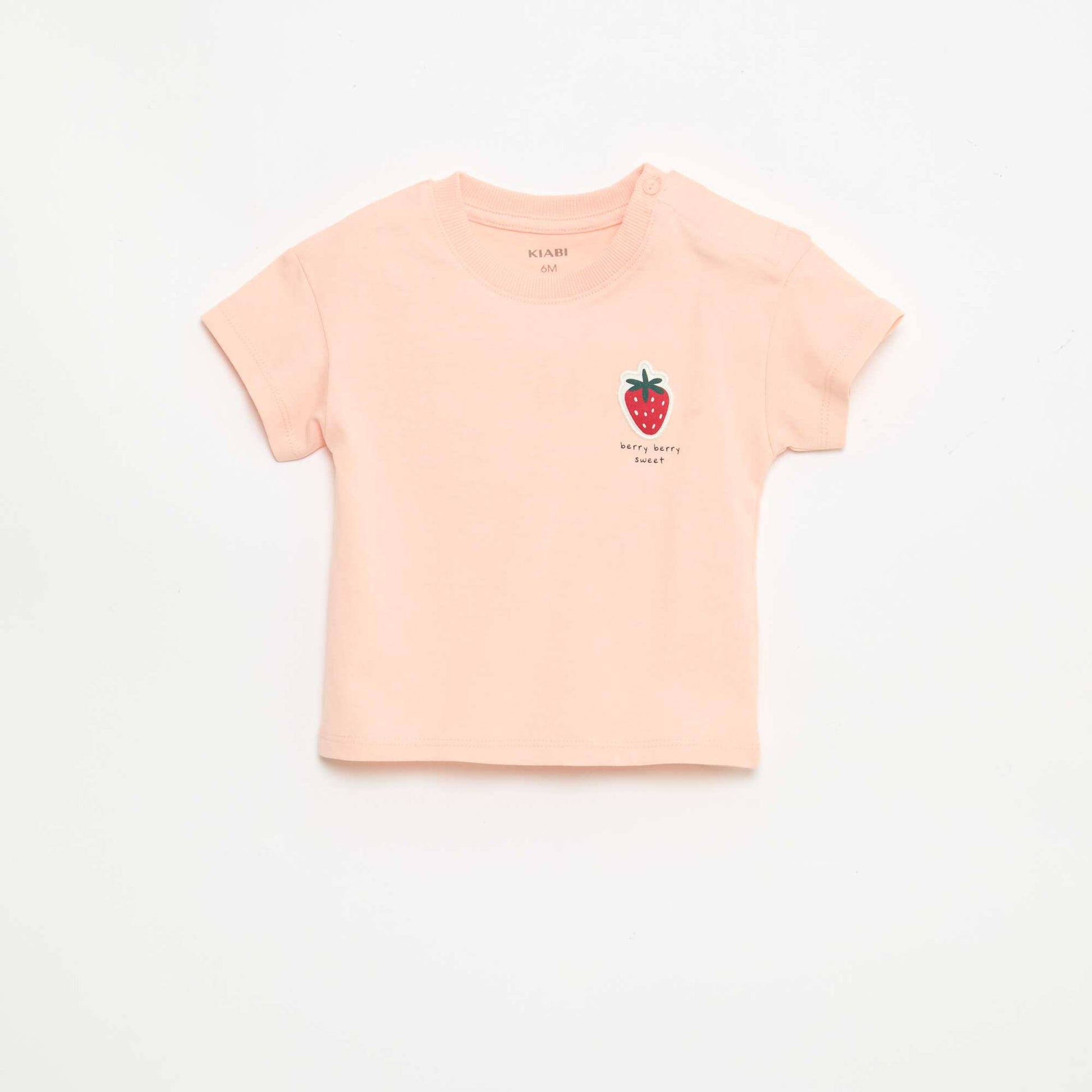 T-shirt manches courtes en jersey coton avec patch poitrine ROSE
