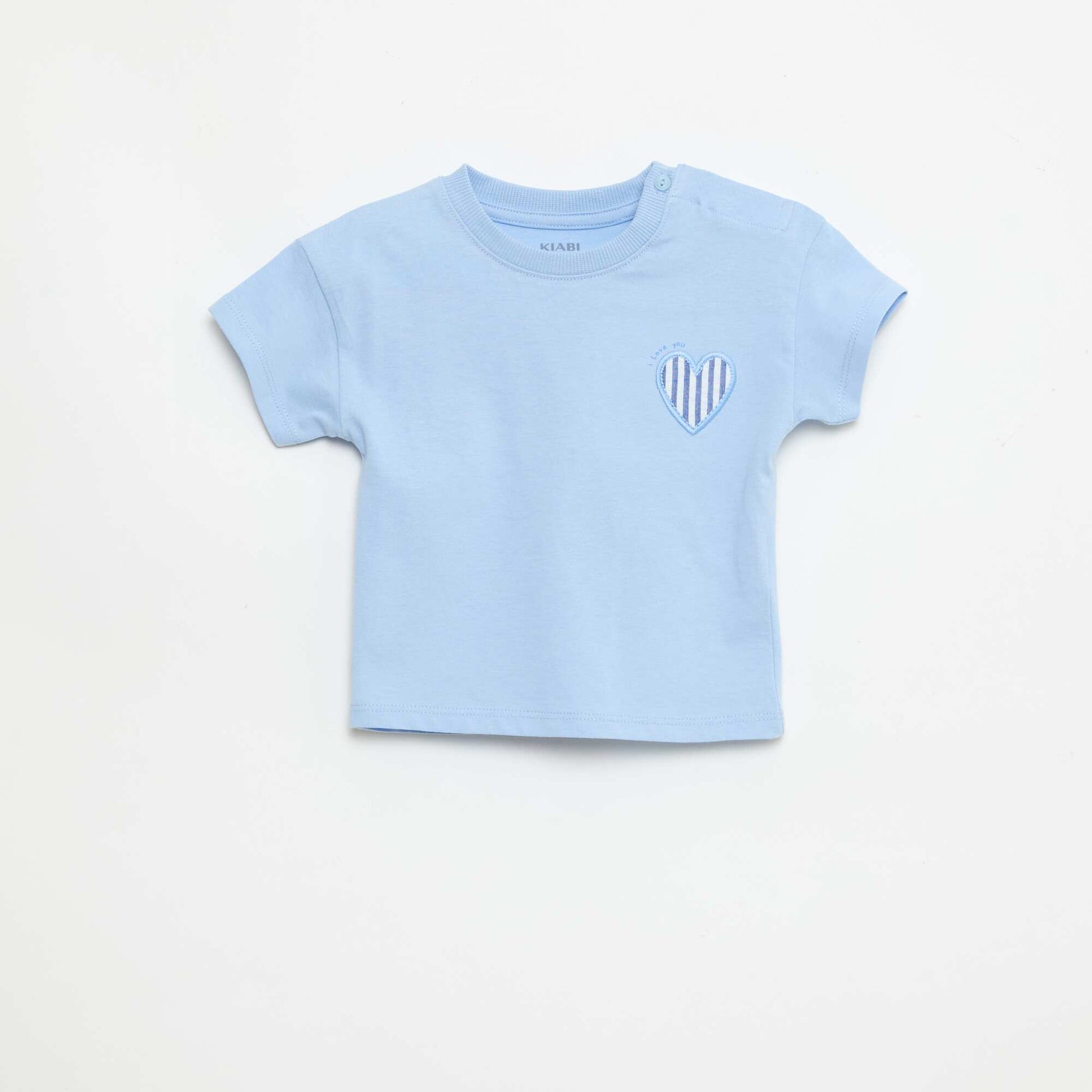 T-shirt manches courtes en jersey coton avec patch poitrine BLEU