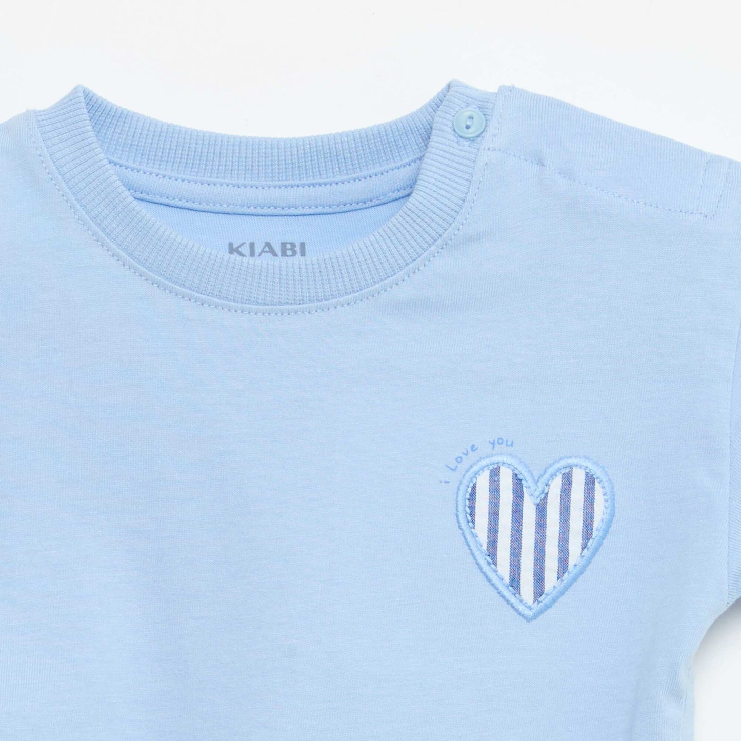 T-shirt manches courtes en jersey coton avec patch poitrine BLEU