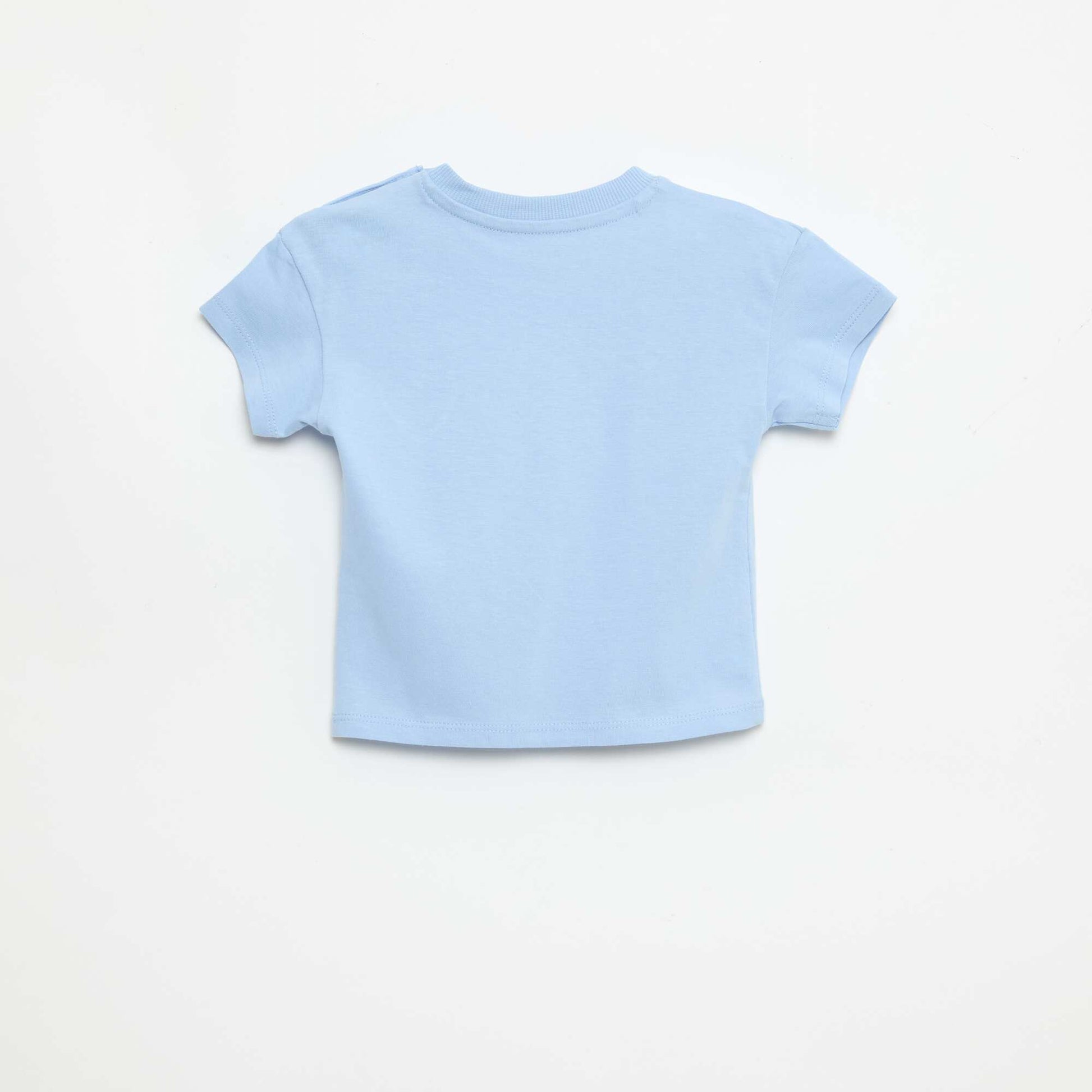 T-shirt manches courtes en jersey coton avec patch poitrine BLEU