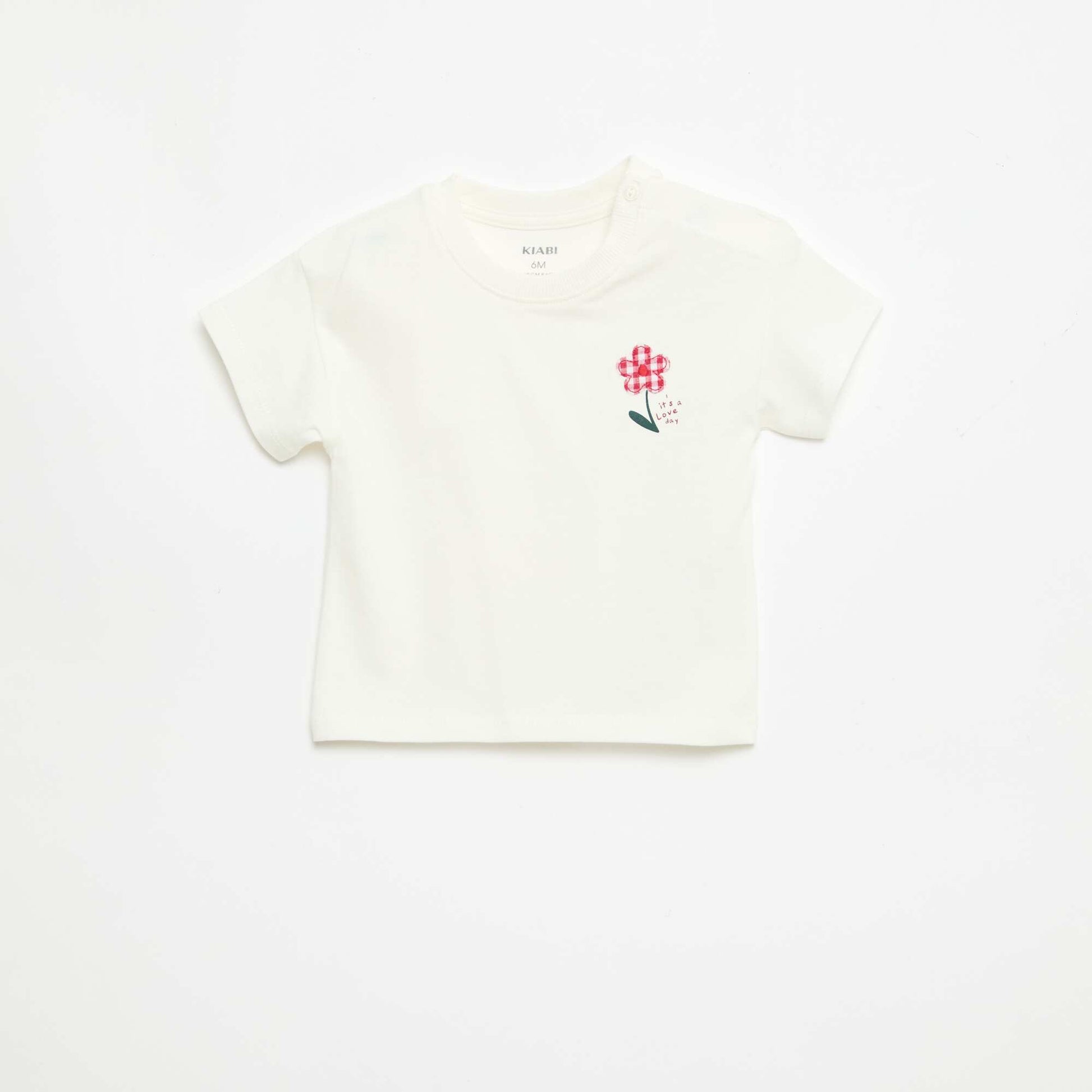 T-shirt manches courtes en jersey coton avec patch poitrine ROUGE