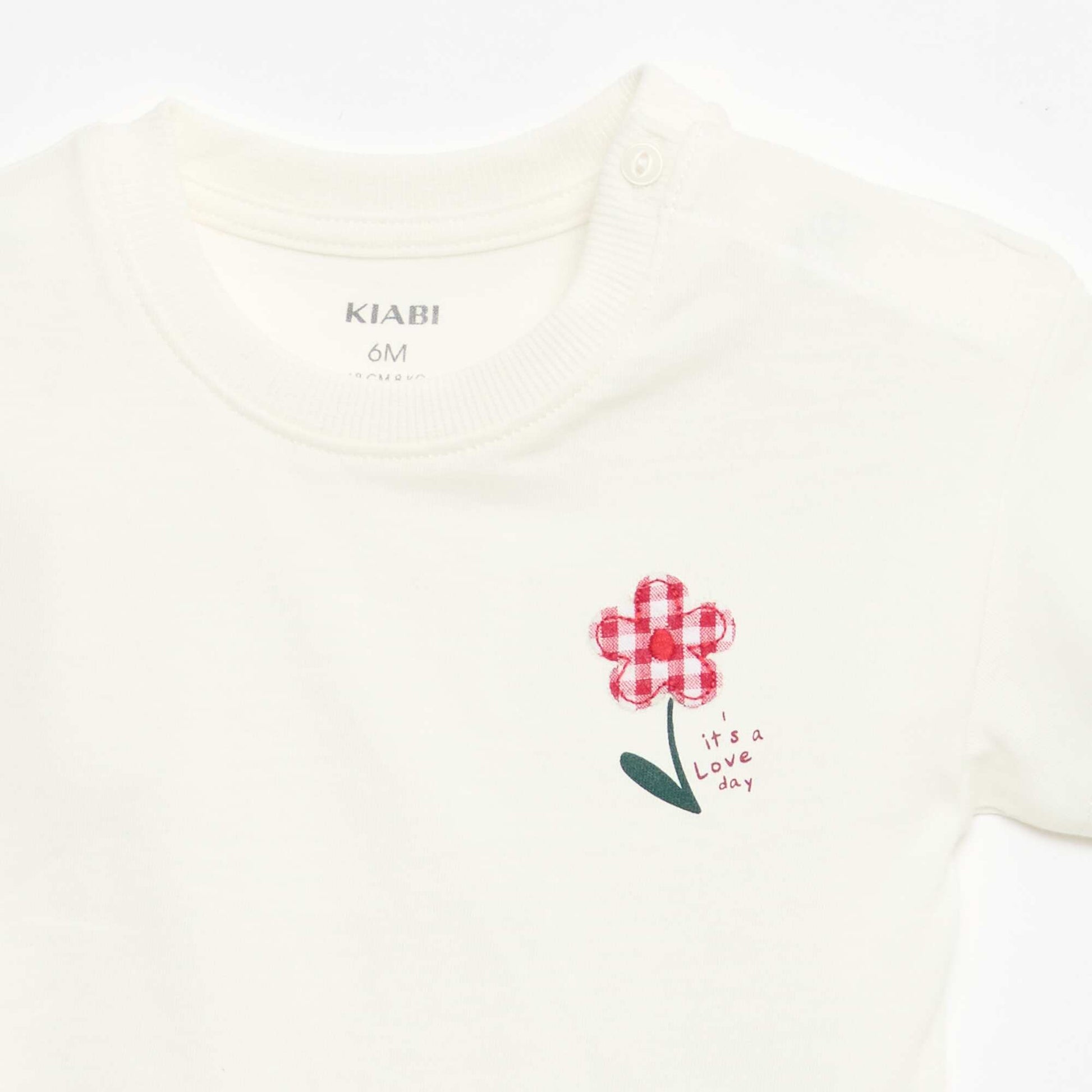 T-shirt manches courtes en jersey coton avec patch poitrine ROUGE
