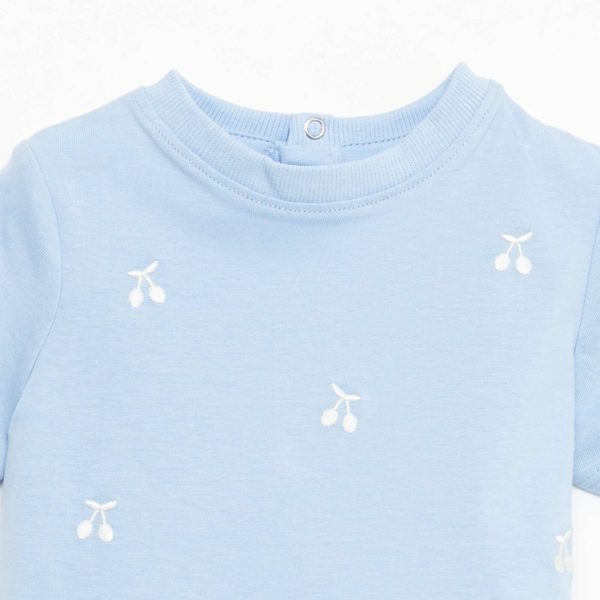 Tee-shirt à manches courtes avec broderies BLEU
