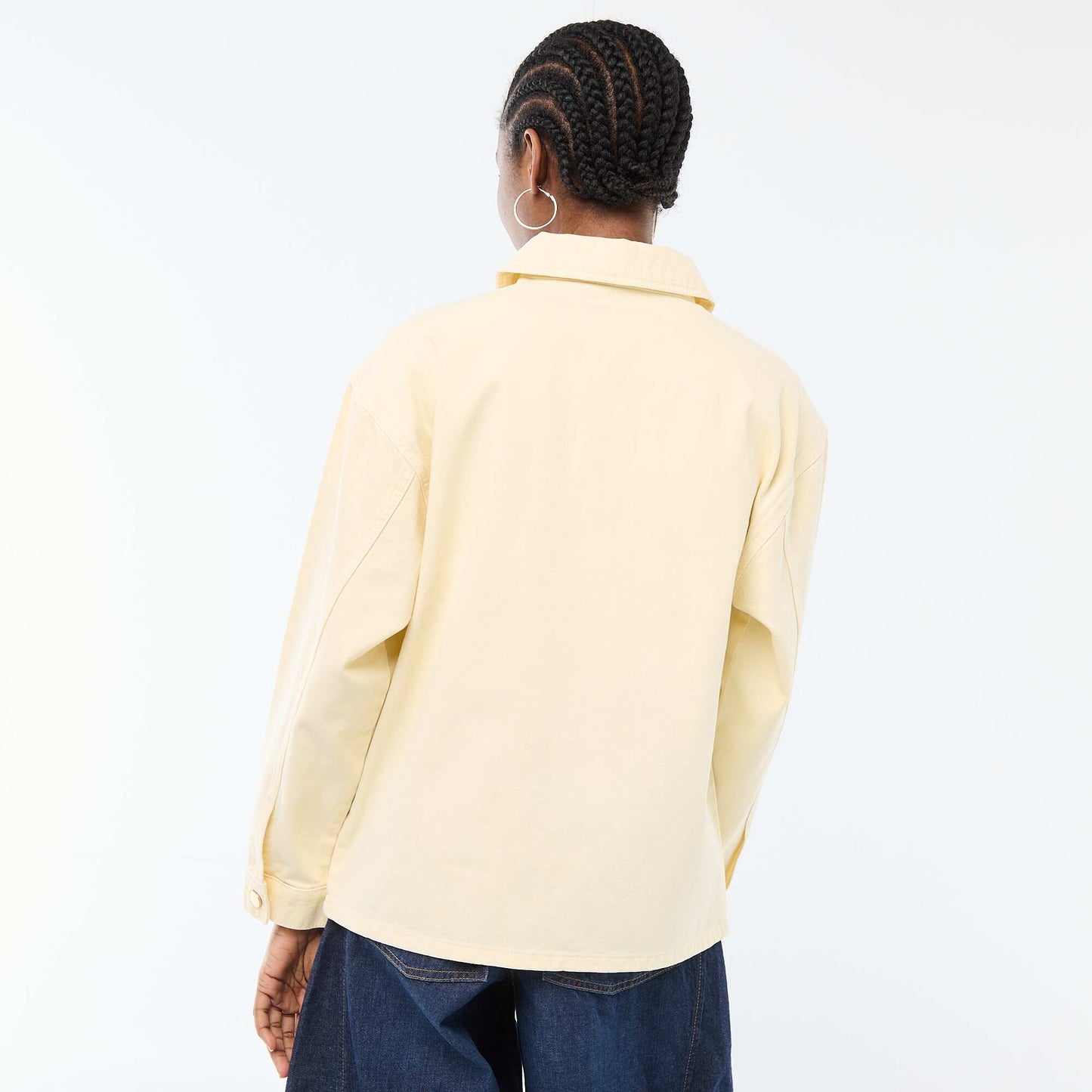 Veste denim courte avec 2 poches plaquées JAUNE