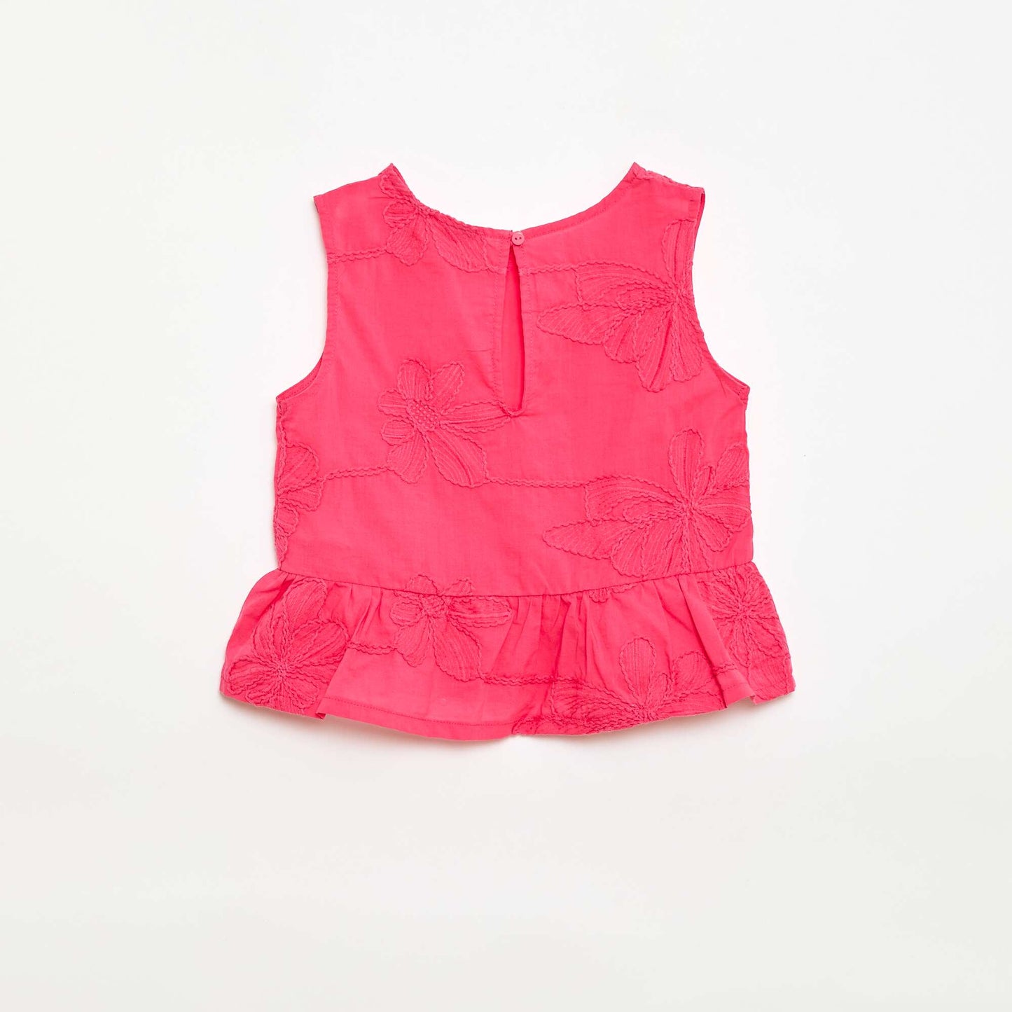 Blouse sans manches avec broderies fleuries ROSE
