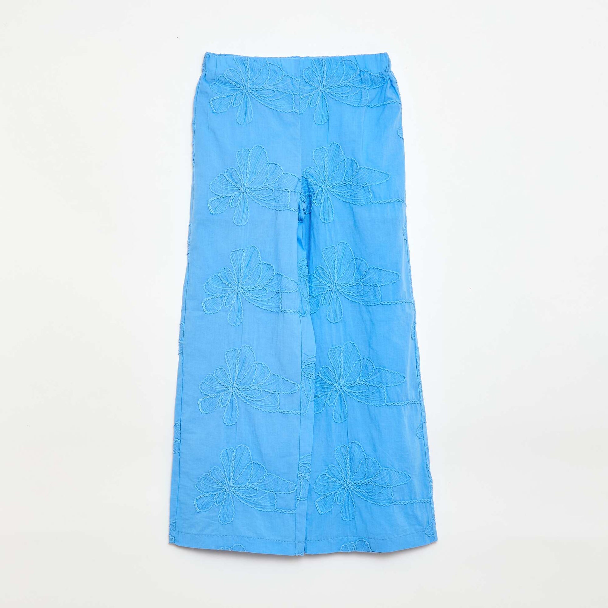 Pantalon large avec broderies BLEU
