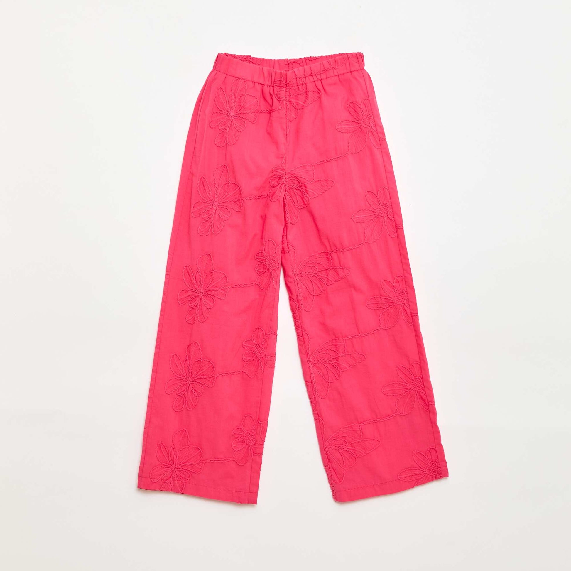Pantalon large avec broderies ROSE