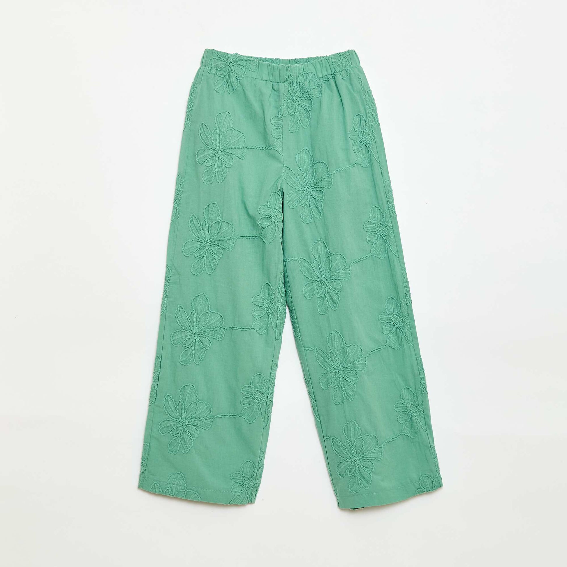 Pantalon large avec broderies VERT