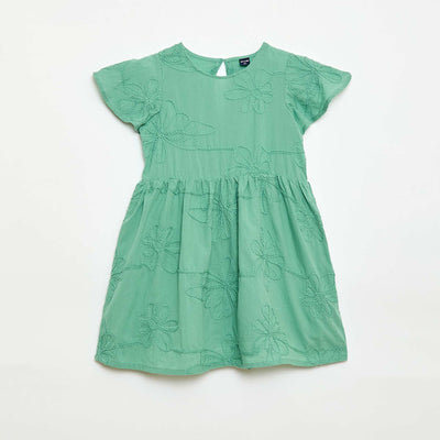 Robe avec broderies fleurs fantaisies VERT