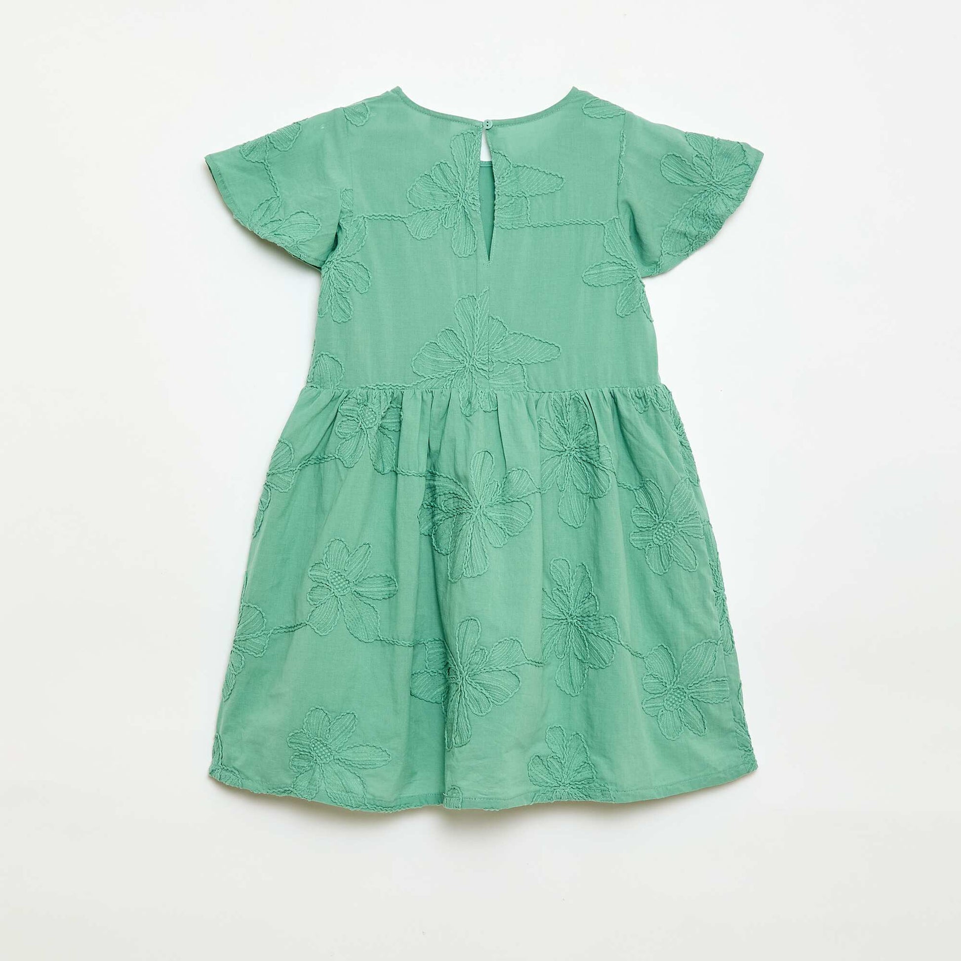 Robe avec broderies fleurs fantaisies VERT