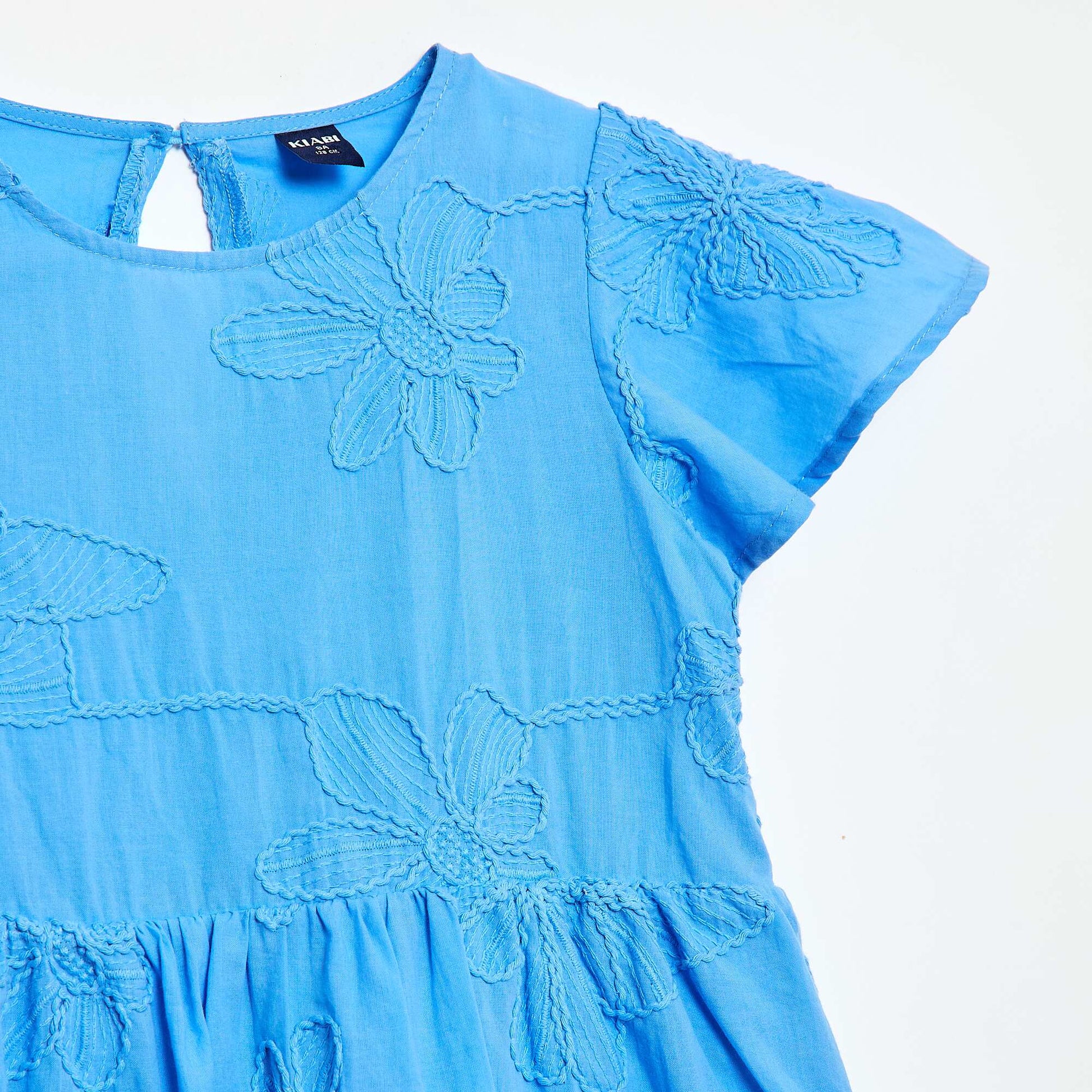 Robe avec broderies fleurs fantaisies BLEU