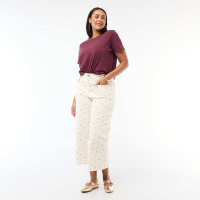 Pantalon coupe large / wide leg taille standard BLANC
