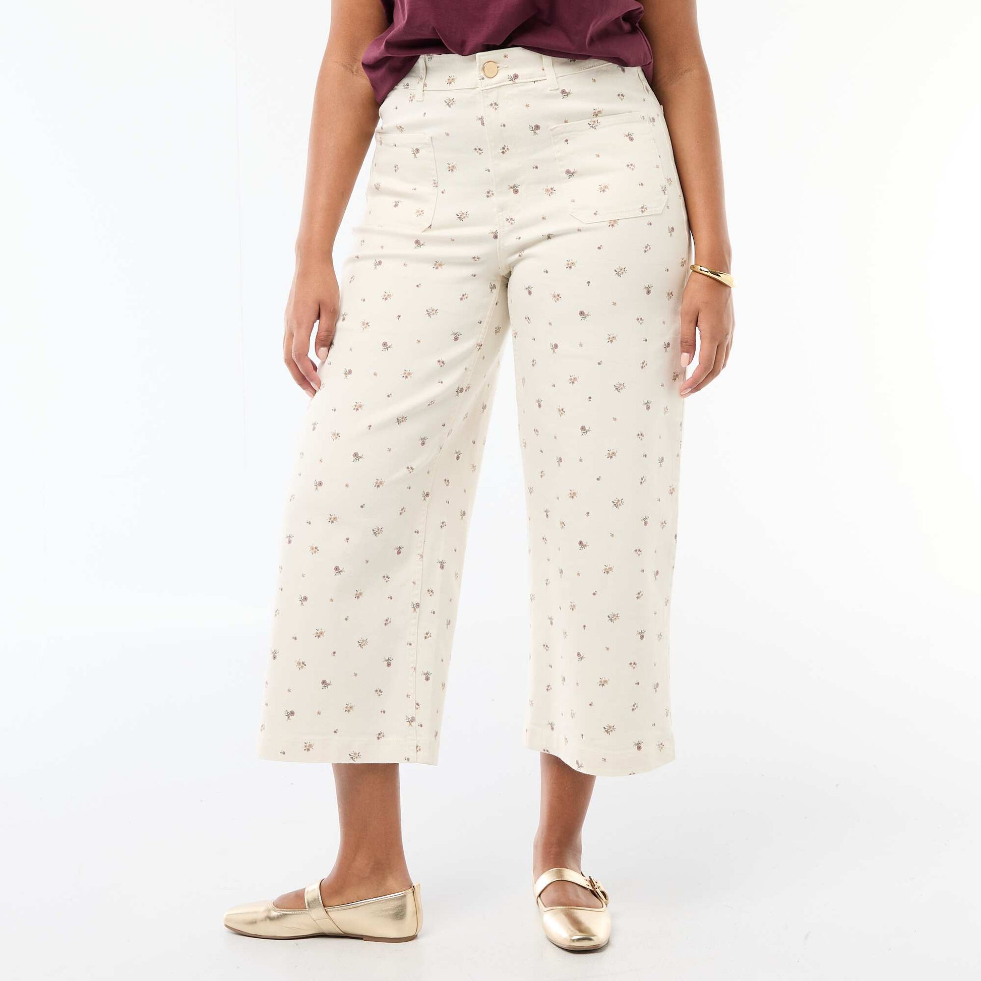 Pantalon coupe large / wide leg taille standard BLANC