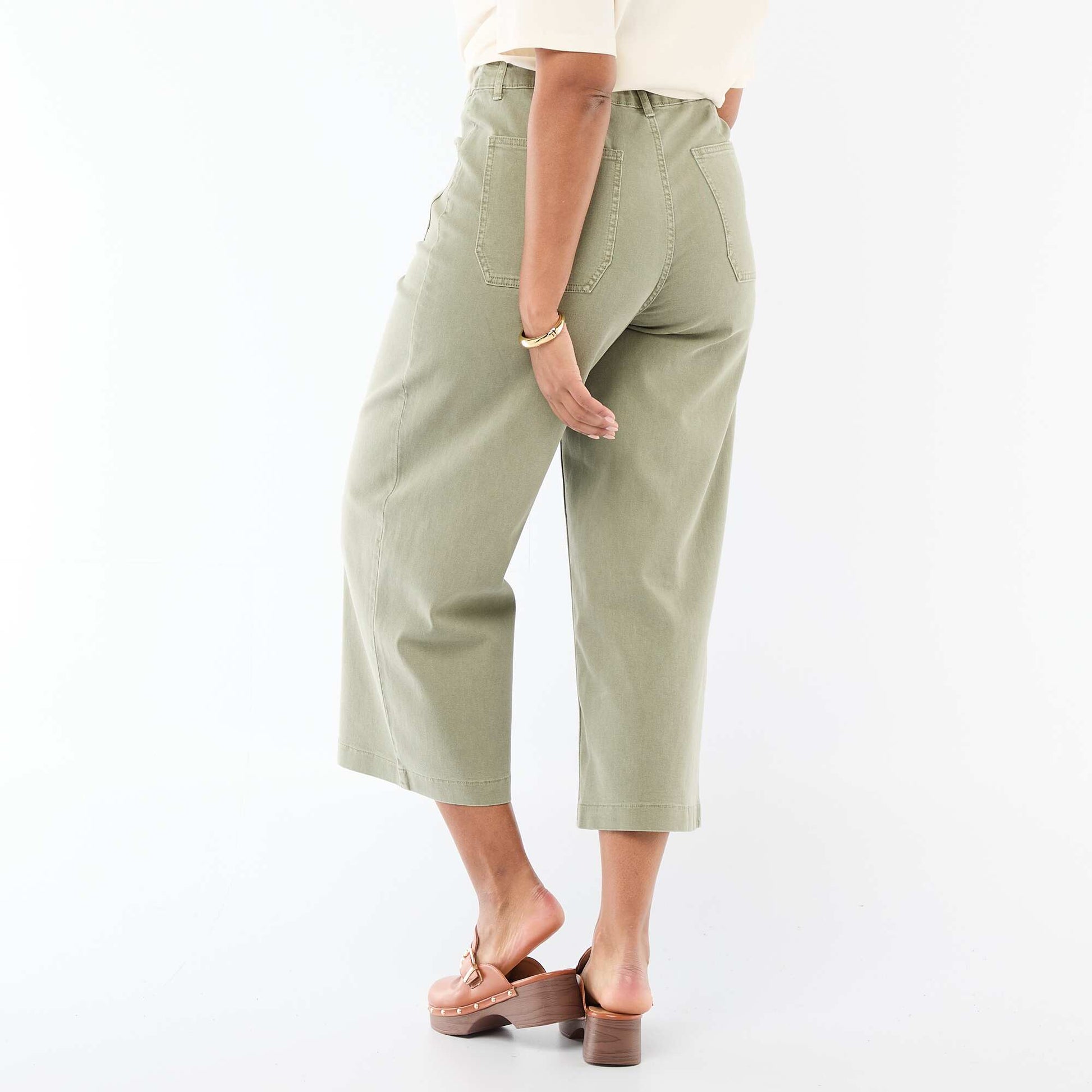 Pantalon coupe large / wide leg taille standard KAKI