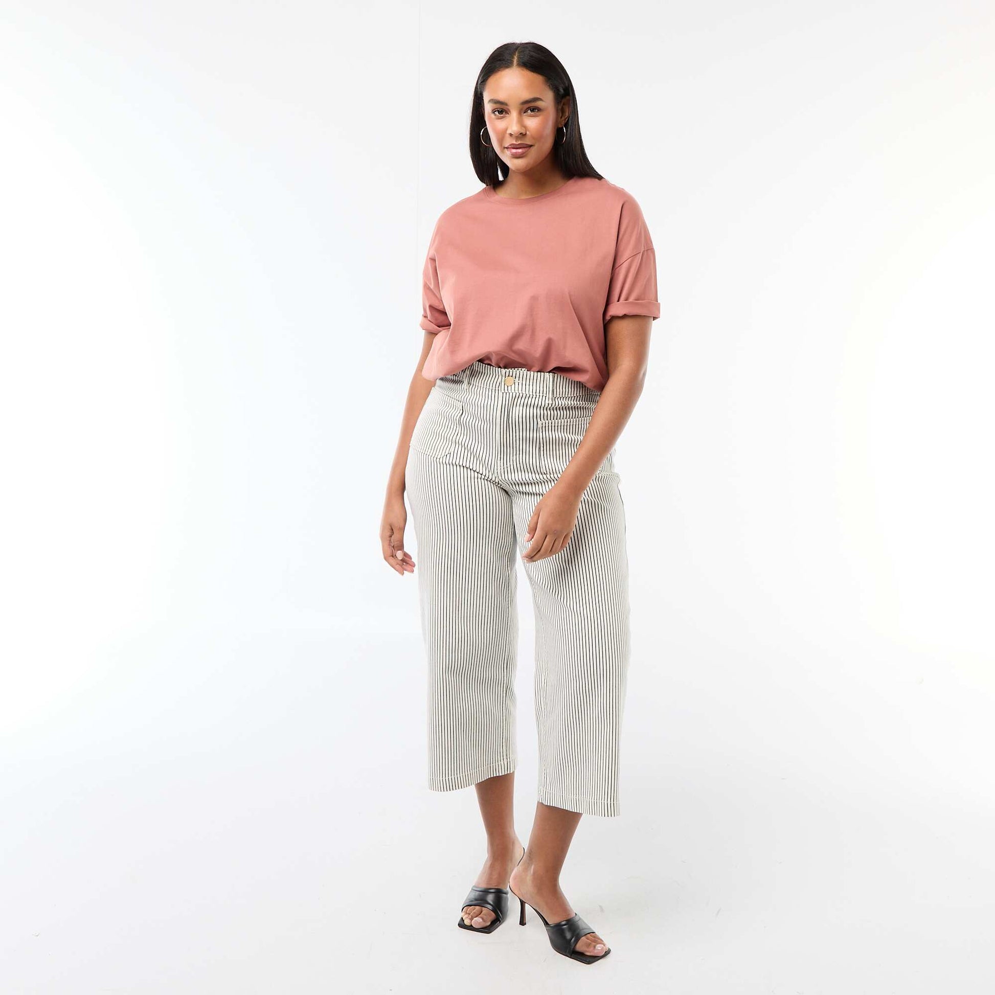 Pantalon coupe large / wide leg taille standard BLANC