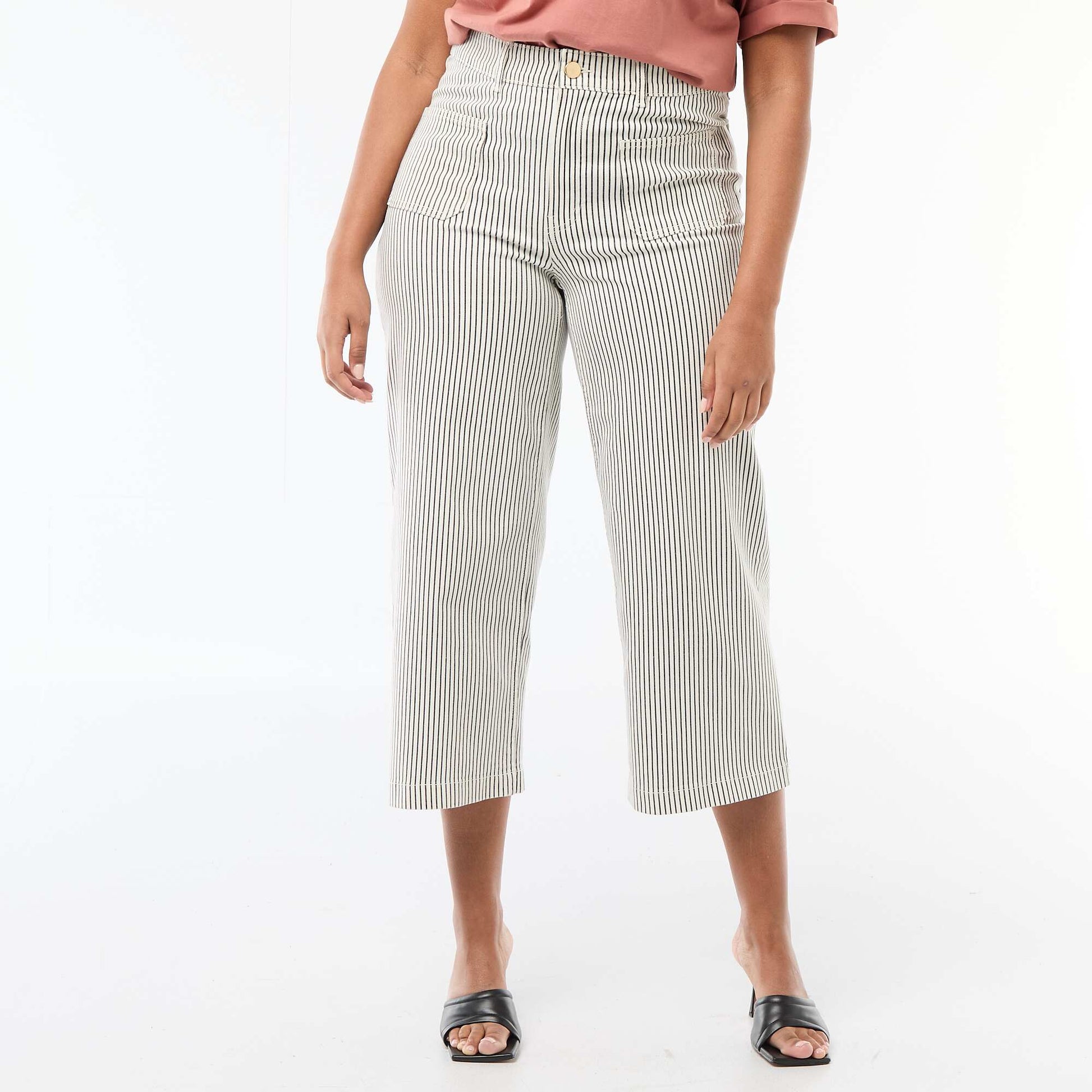 Pantalon coupe large / wide leg taille standard BLANC