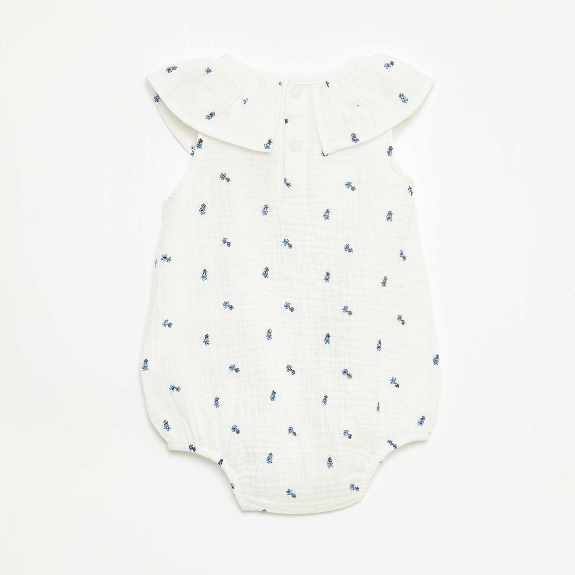 Barboteuse sans manches en double gaze de coton BLANC
