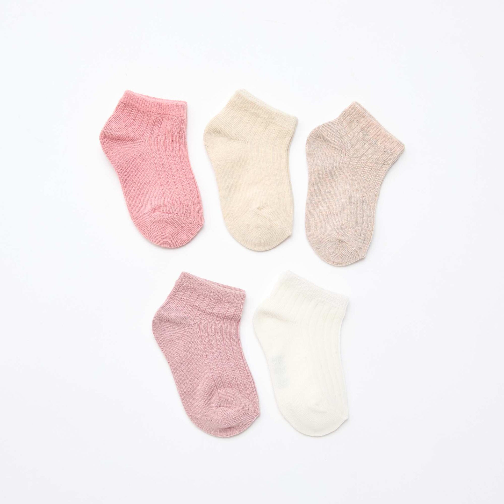 Lot de 5 paires de chaussettes en maille côtelée ROSE
