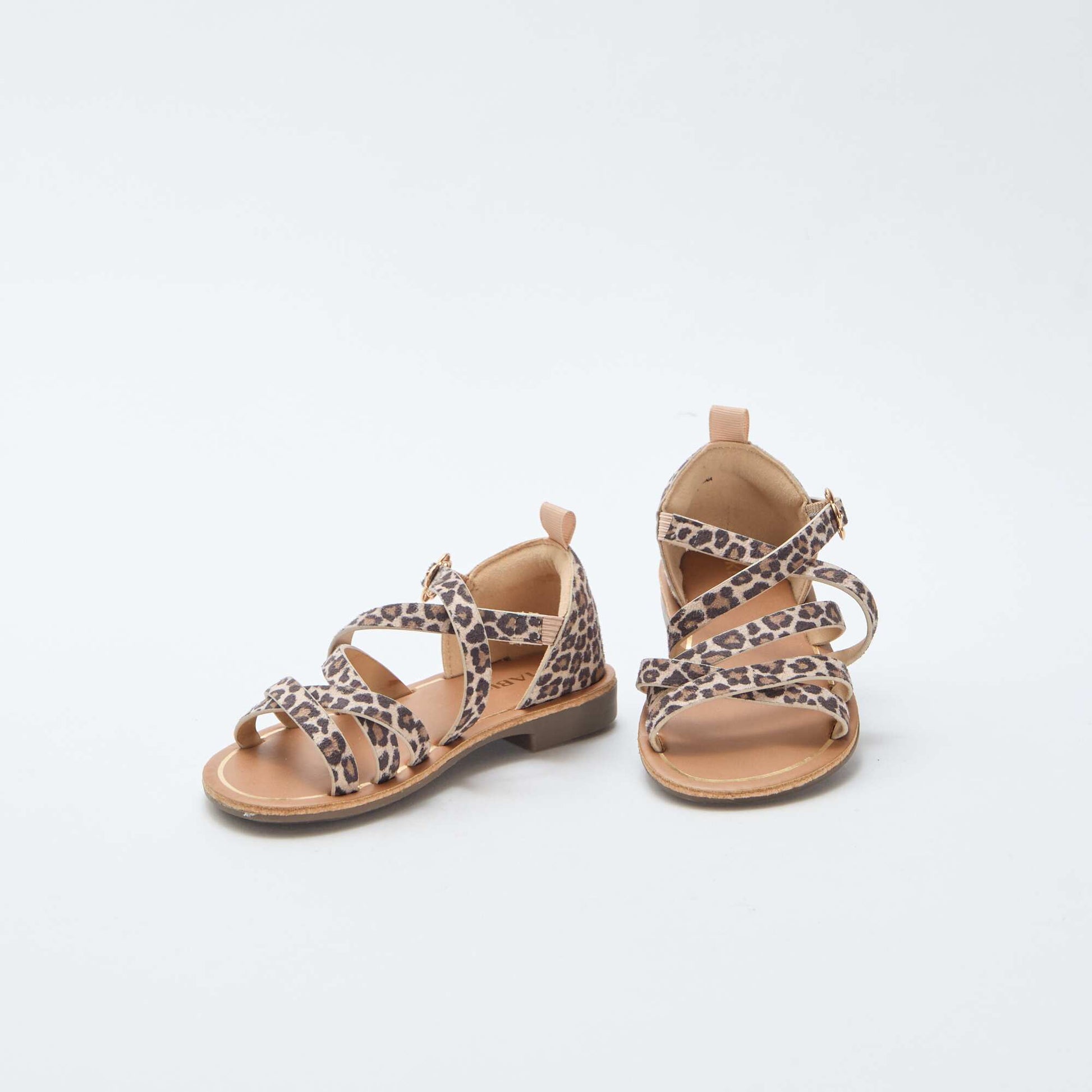 Sandales à brides à motifs léopard MARRON