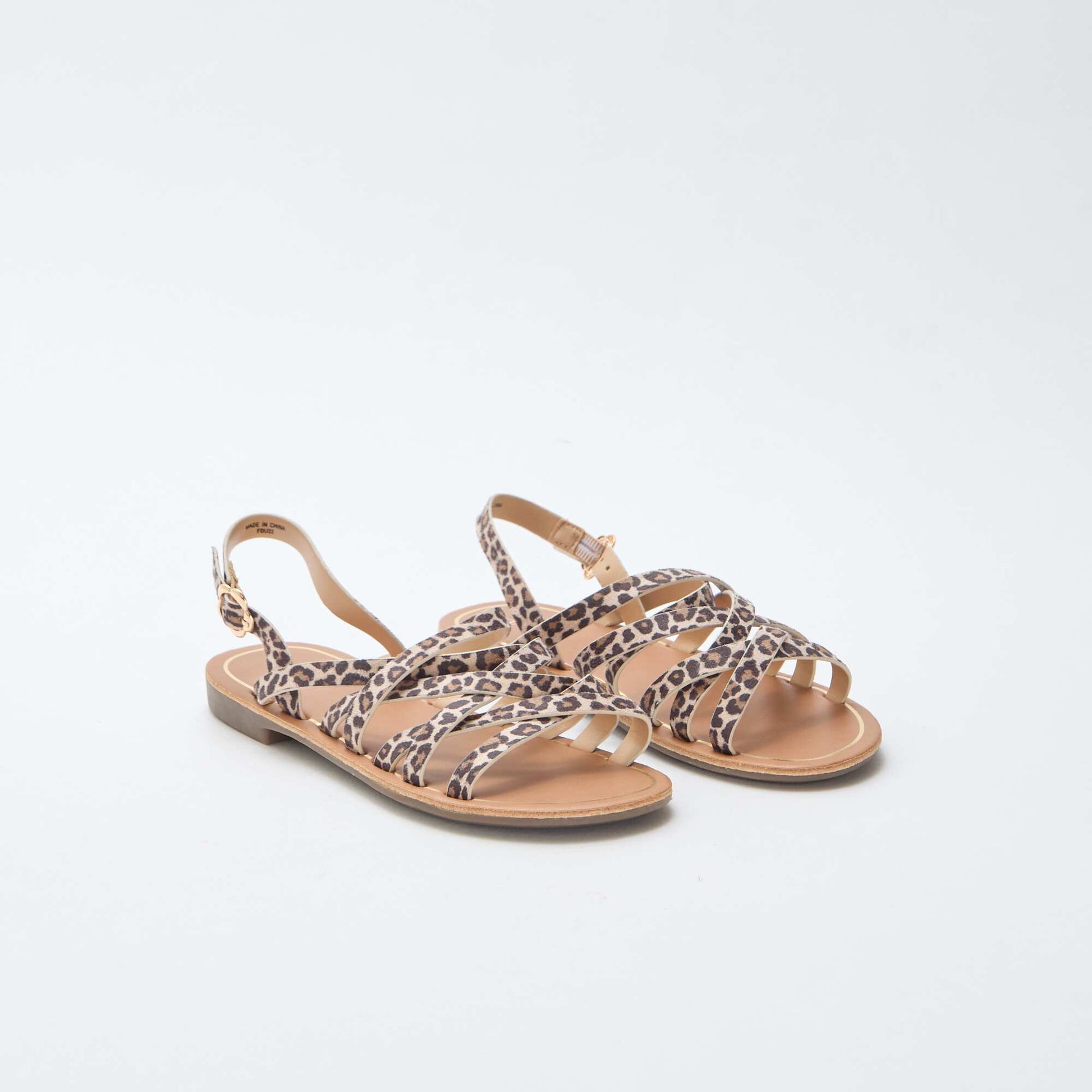 Sandales à brides à motifs léopard MARRON