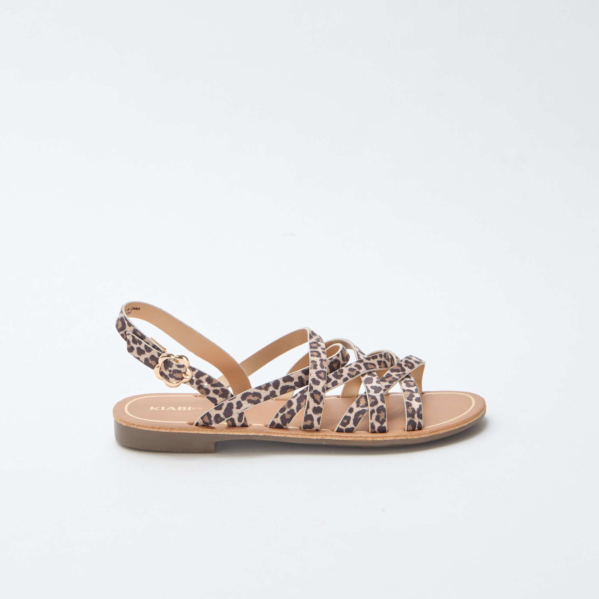 Sandales à brides à motifs léopard MARRON