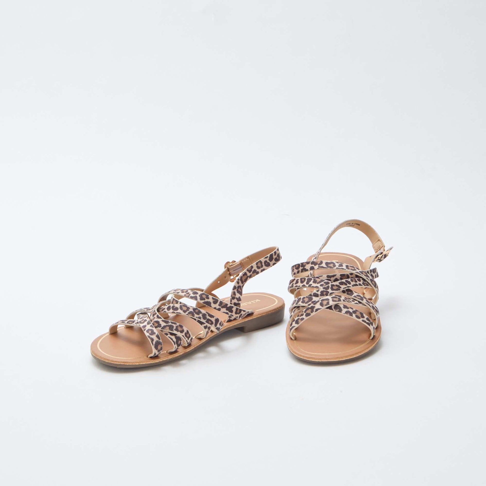Sandales à brides à motifs léopard MARRON