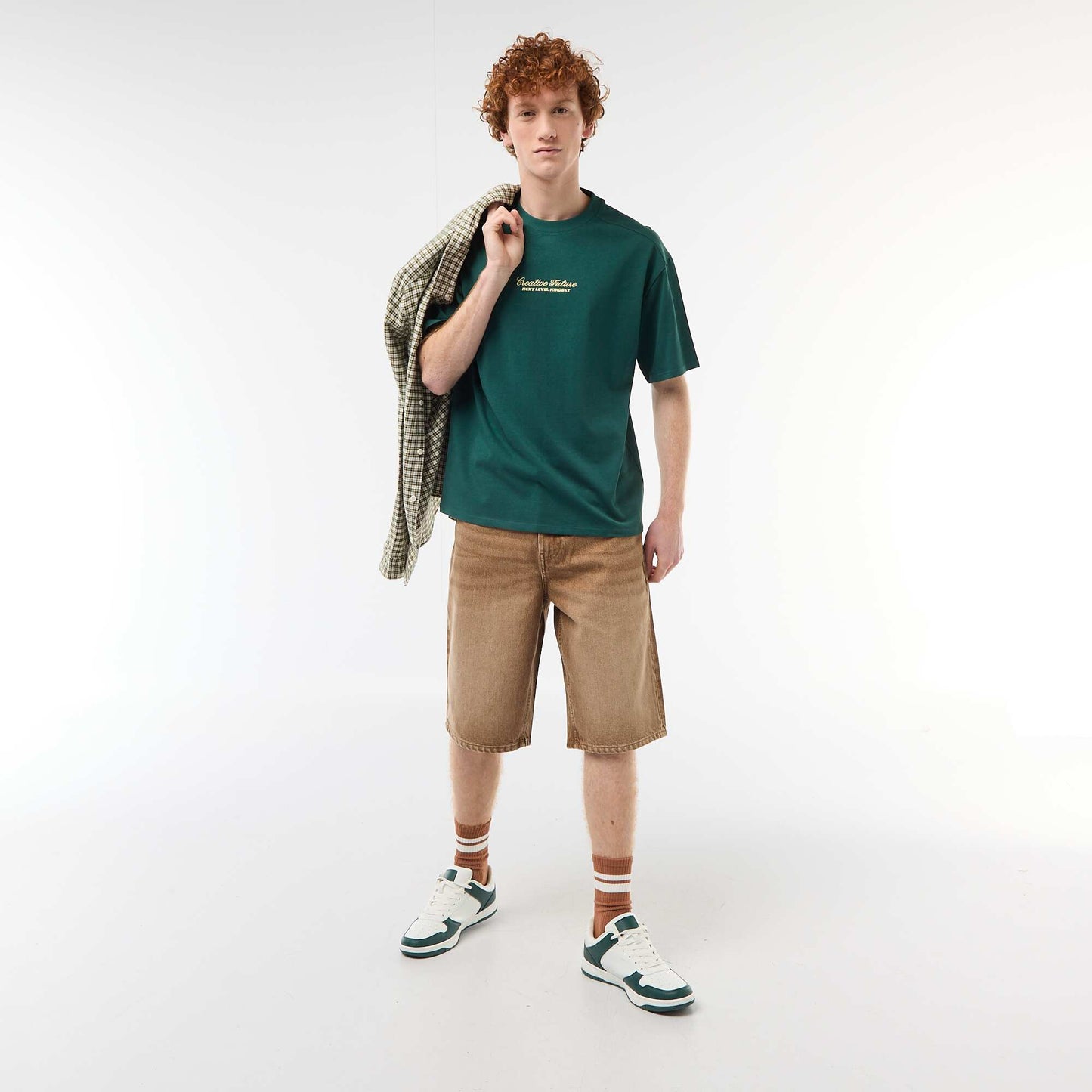 Short en baggy effet original en coton MARRON